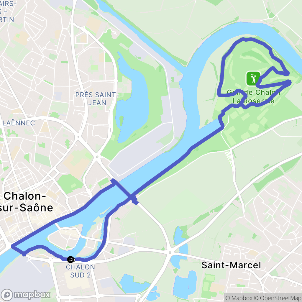 Chalon-sur-Saône : carte du parcours de randonnée - France