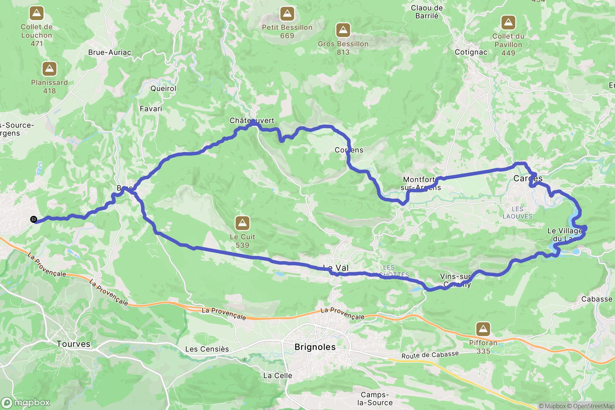 Saint-Maximin-la-Sainte-Baume : carte du parcours de randonnée - France