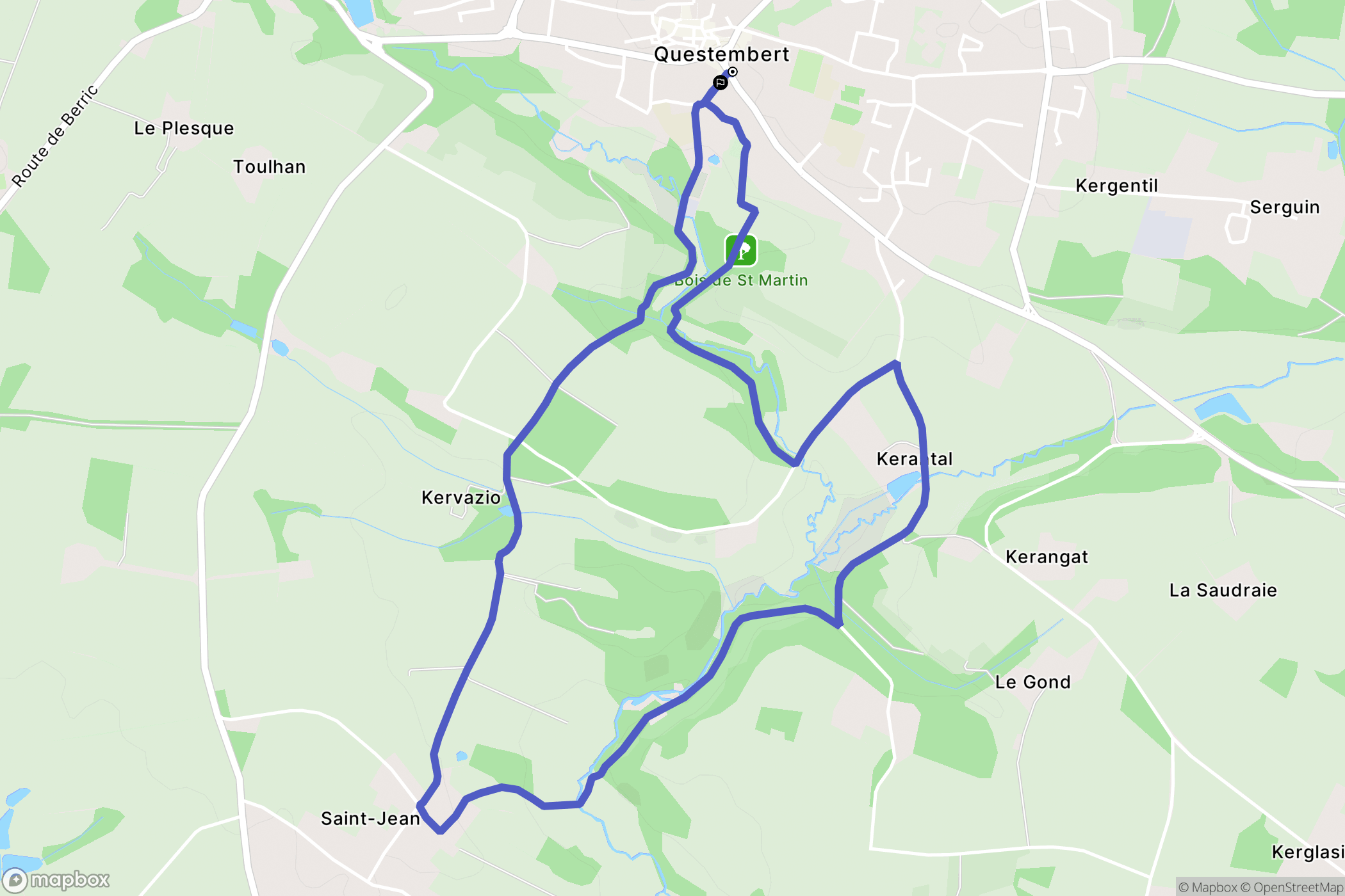 Questembert : carte du parcours de randonnée - France