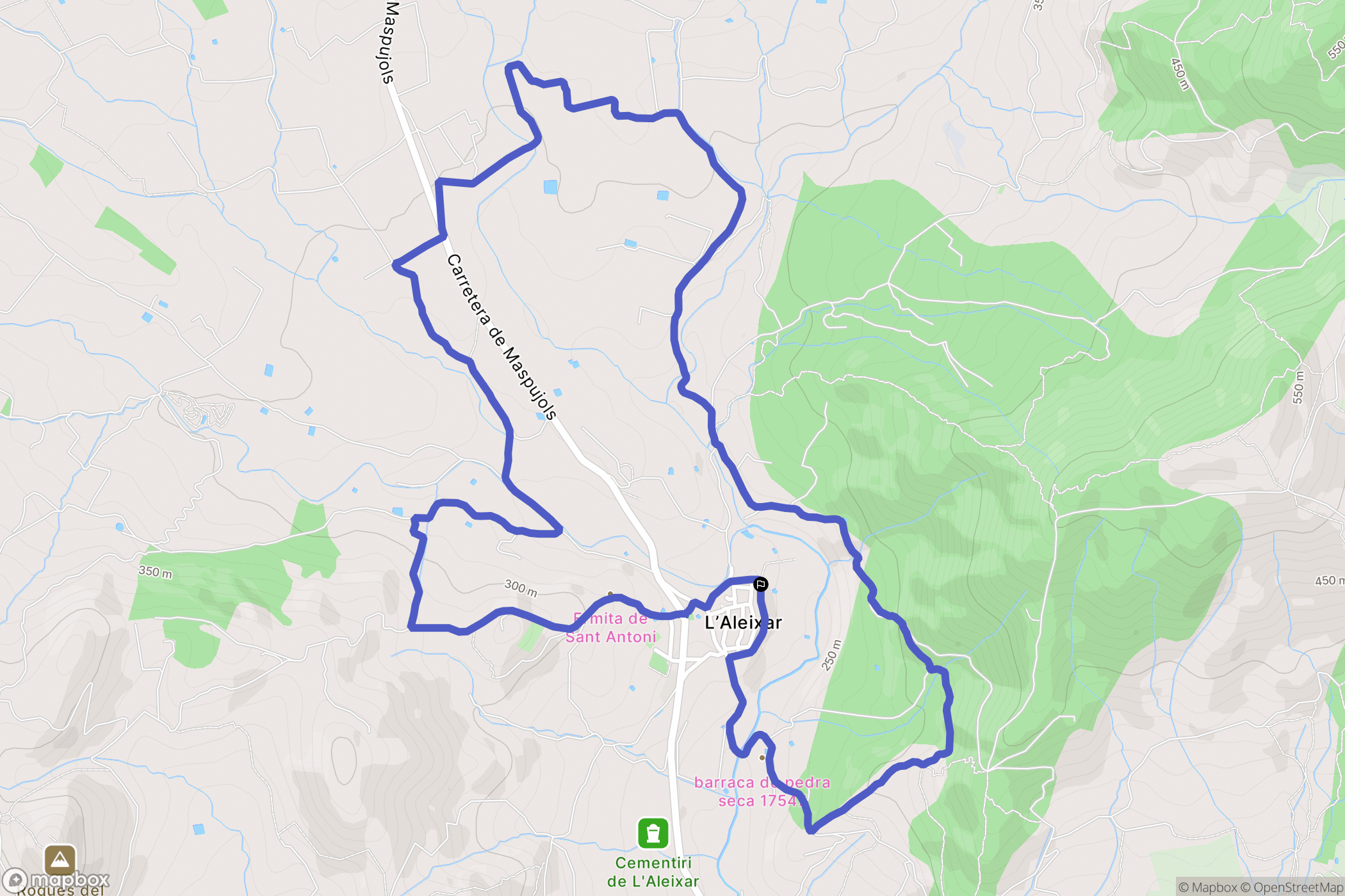 L'Aleixar : carte du parcours de randonnée - Spain