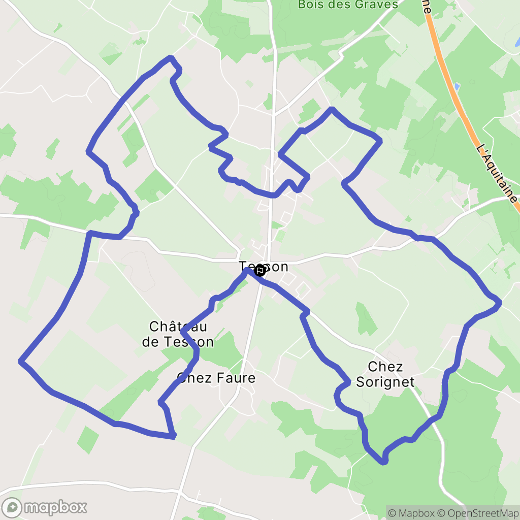 Tesson : carte du parcours de randonnée - France
