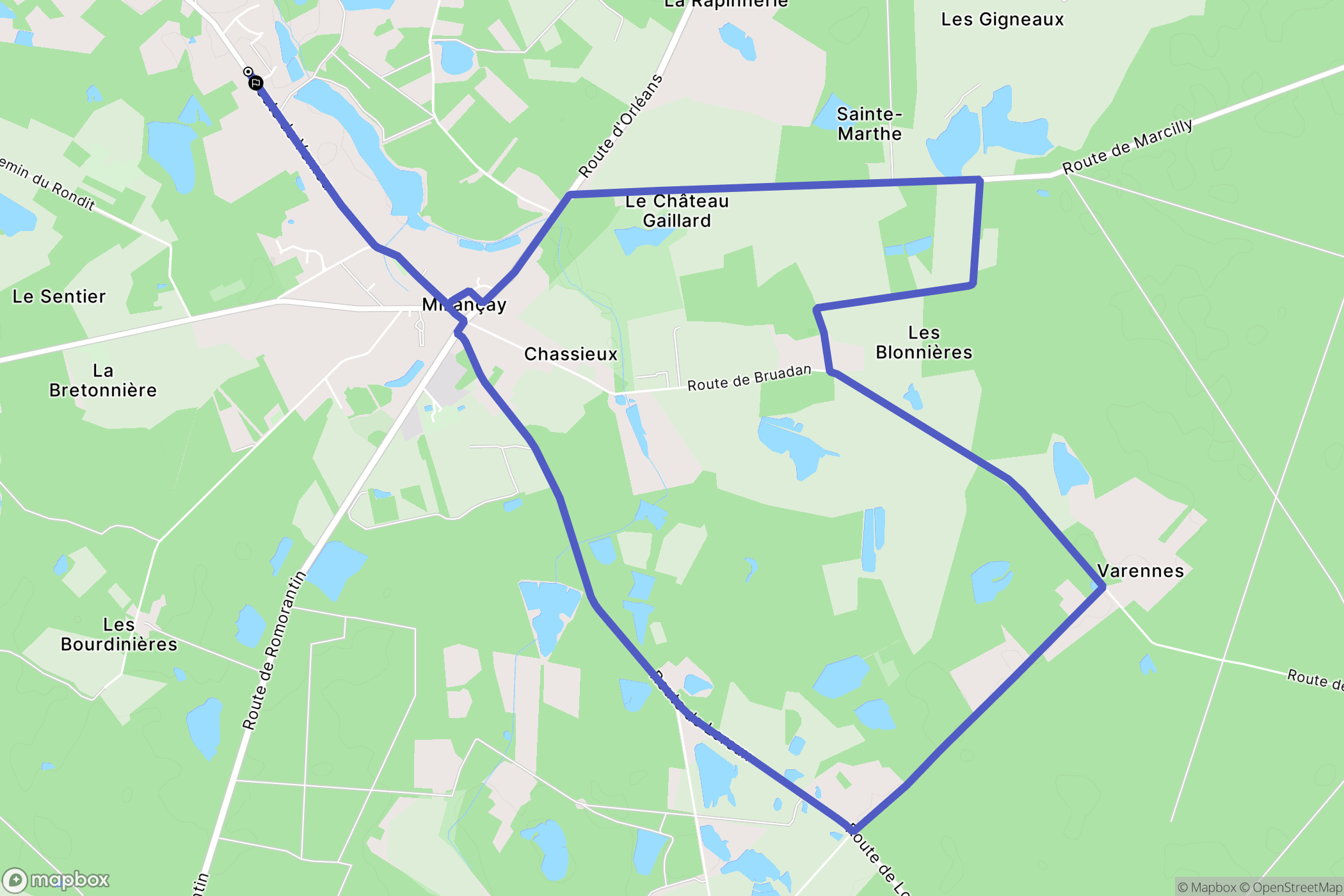 Millançay : carte du parcours de randonnée - France