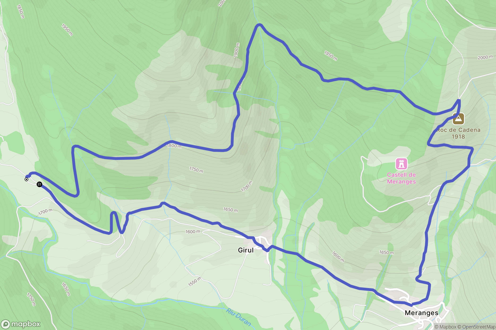 Girul : carte du parcours de randonnée - Spain