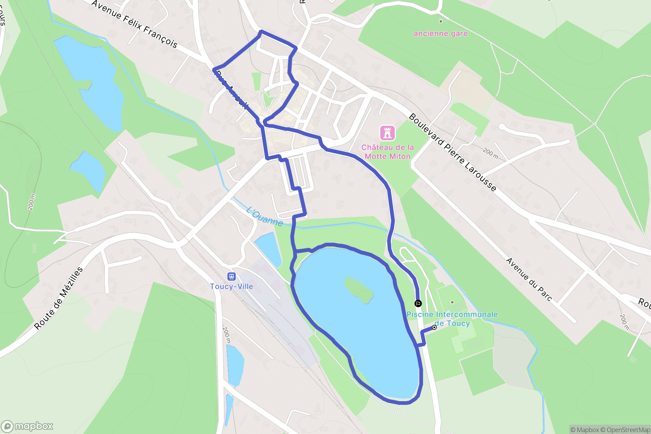 Toucy : carte du parcours de randonnée - France