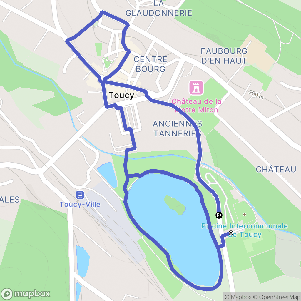 Toucy : carte du parcours de randonnée - France