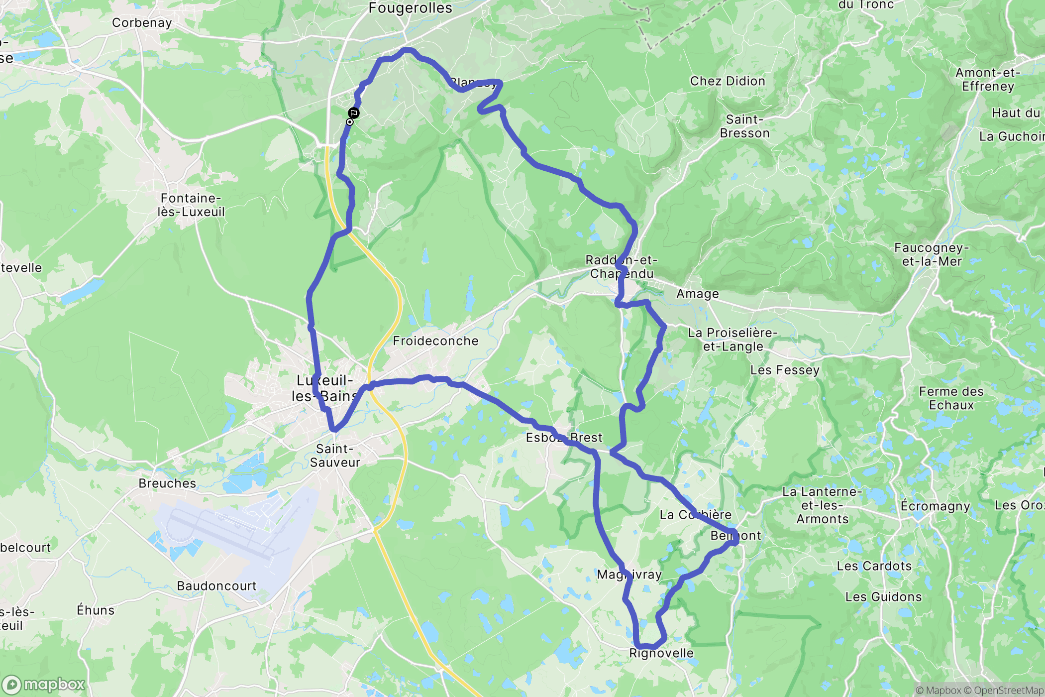 Fougerolles-Saint-Valbert : carte du parcours de randonnée - France