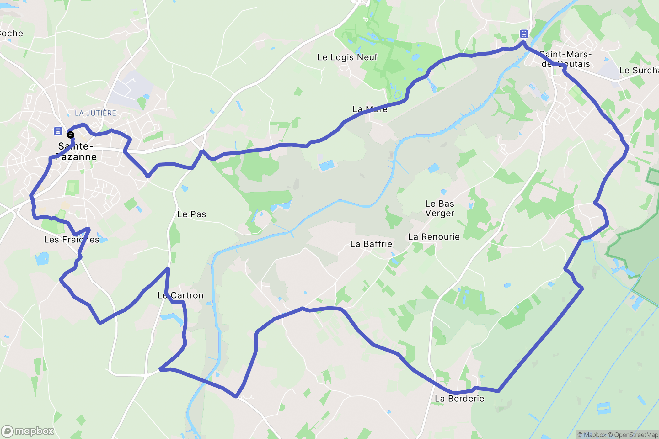 Sainte-Pazanne : carte du parcours de randonnée - France