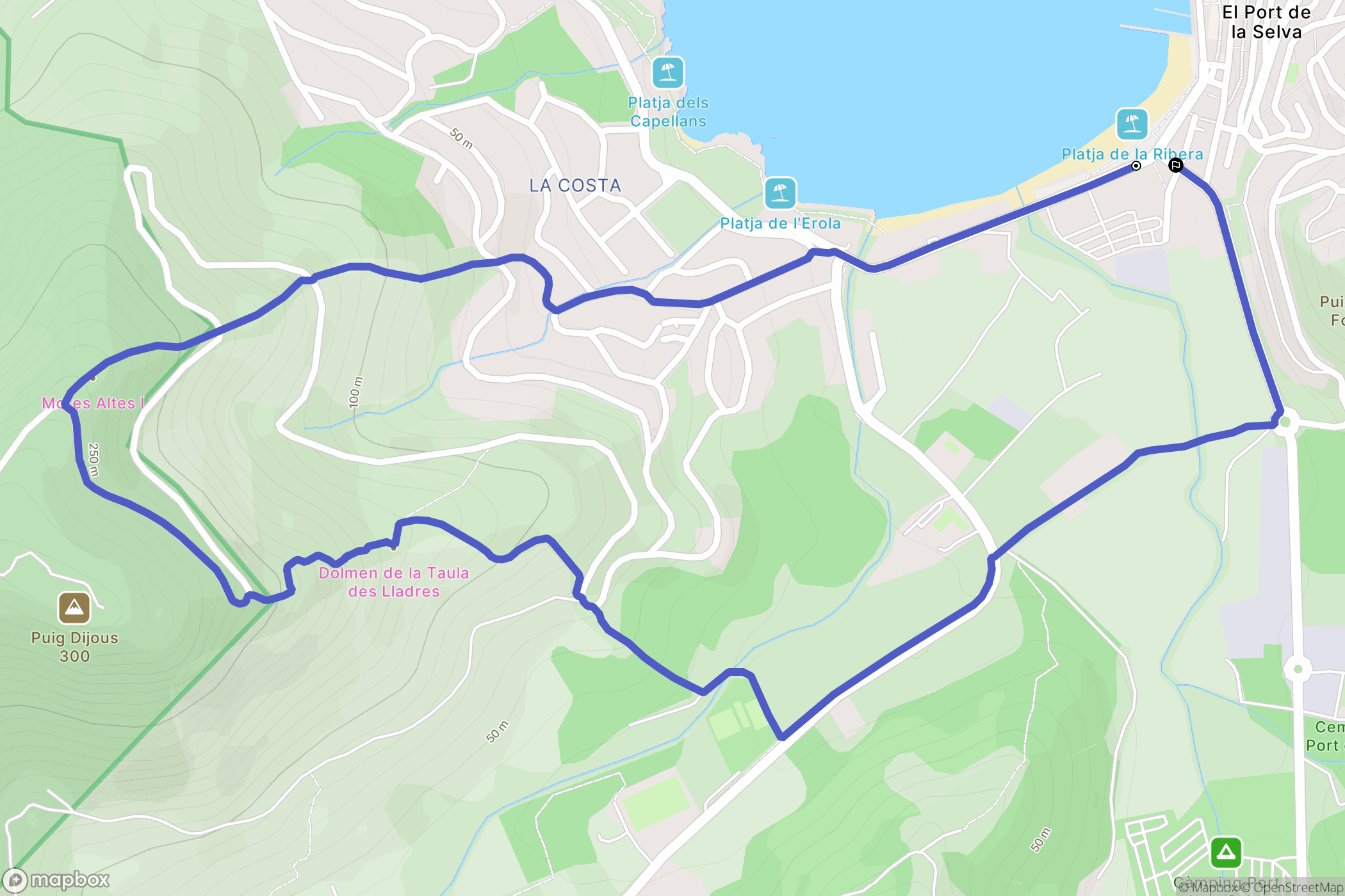 El Port de la Selva : carte du parcours de randonnée - Spain