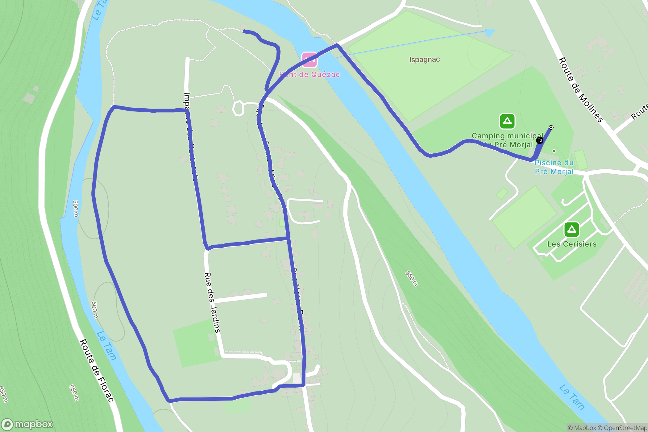 Ispagnac : carte du parcours de randonnée - France