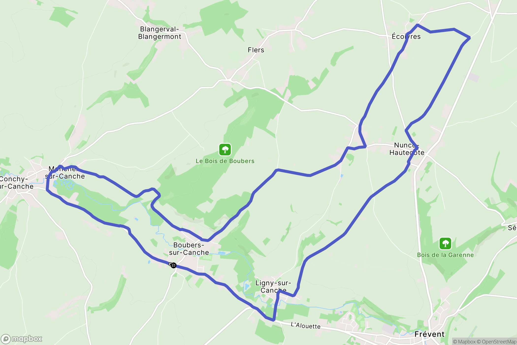Boubers-sur-Canche : carte du parcours de randonnée - France
