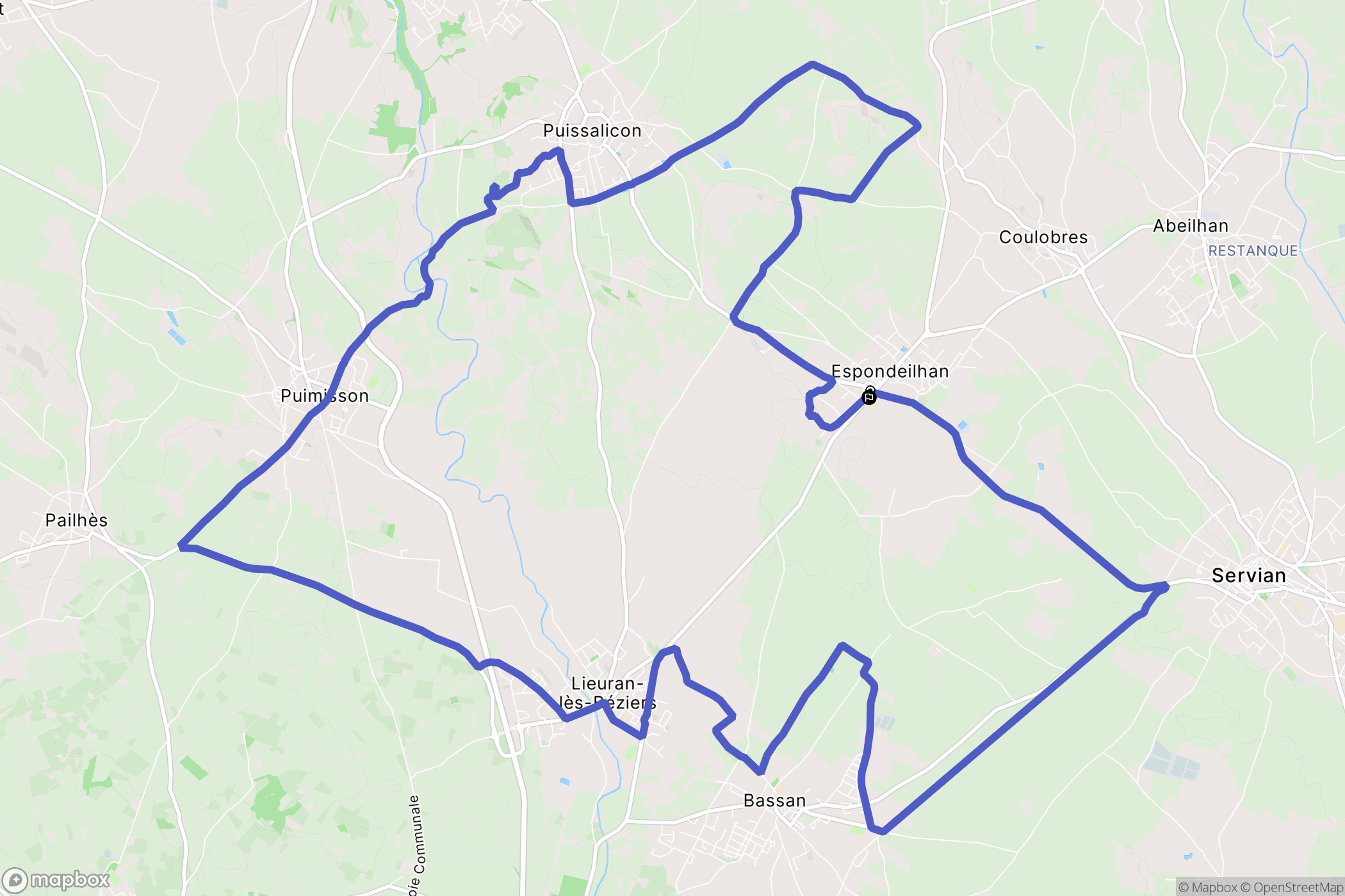 Espondeilhan : carte du parcours de randonnée - France