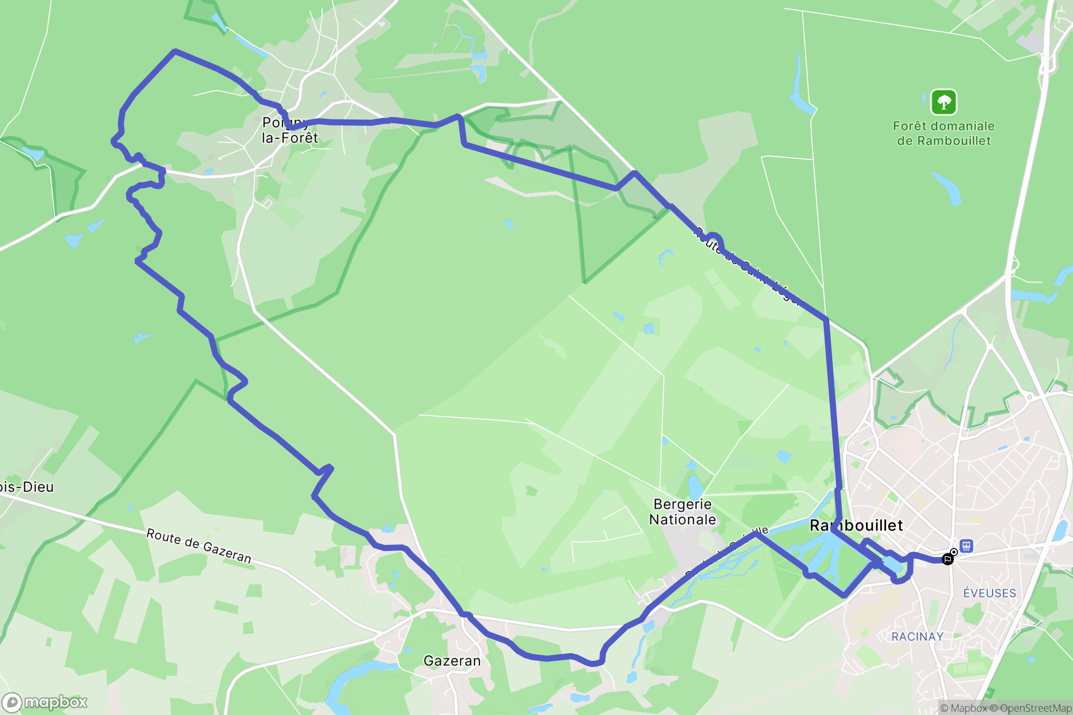 Rambouillet : carte du parcours de randonnée - France