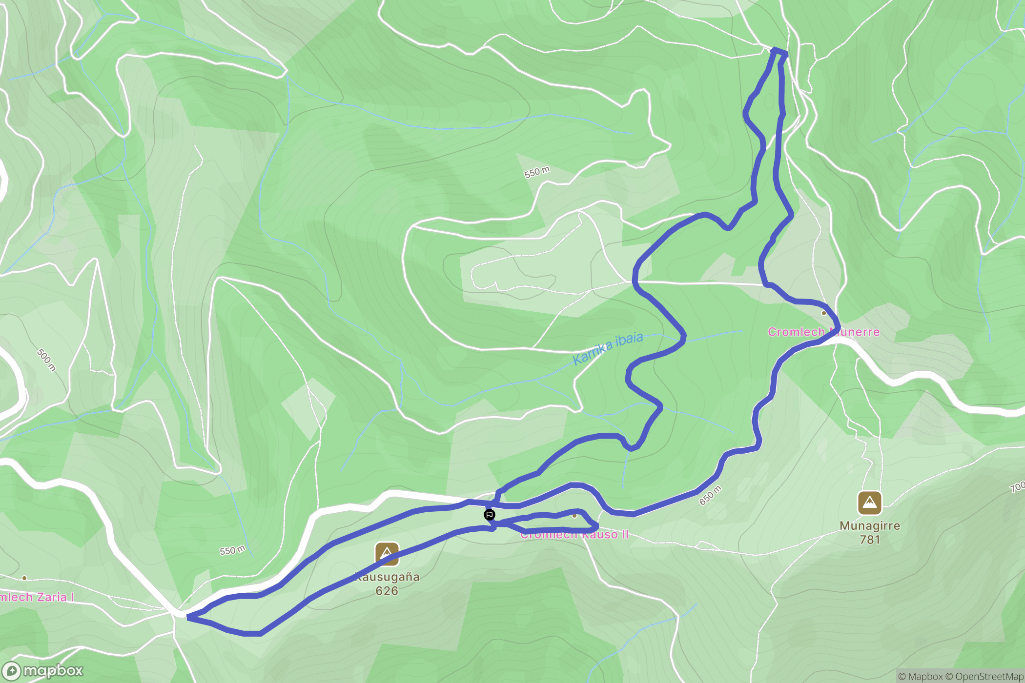 Ergoien : carte du parcours de randonnée - Spain