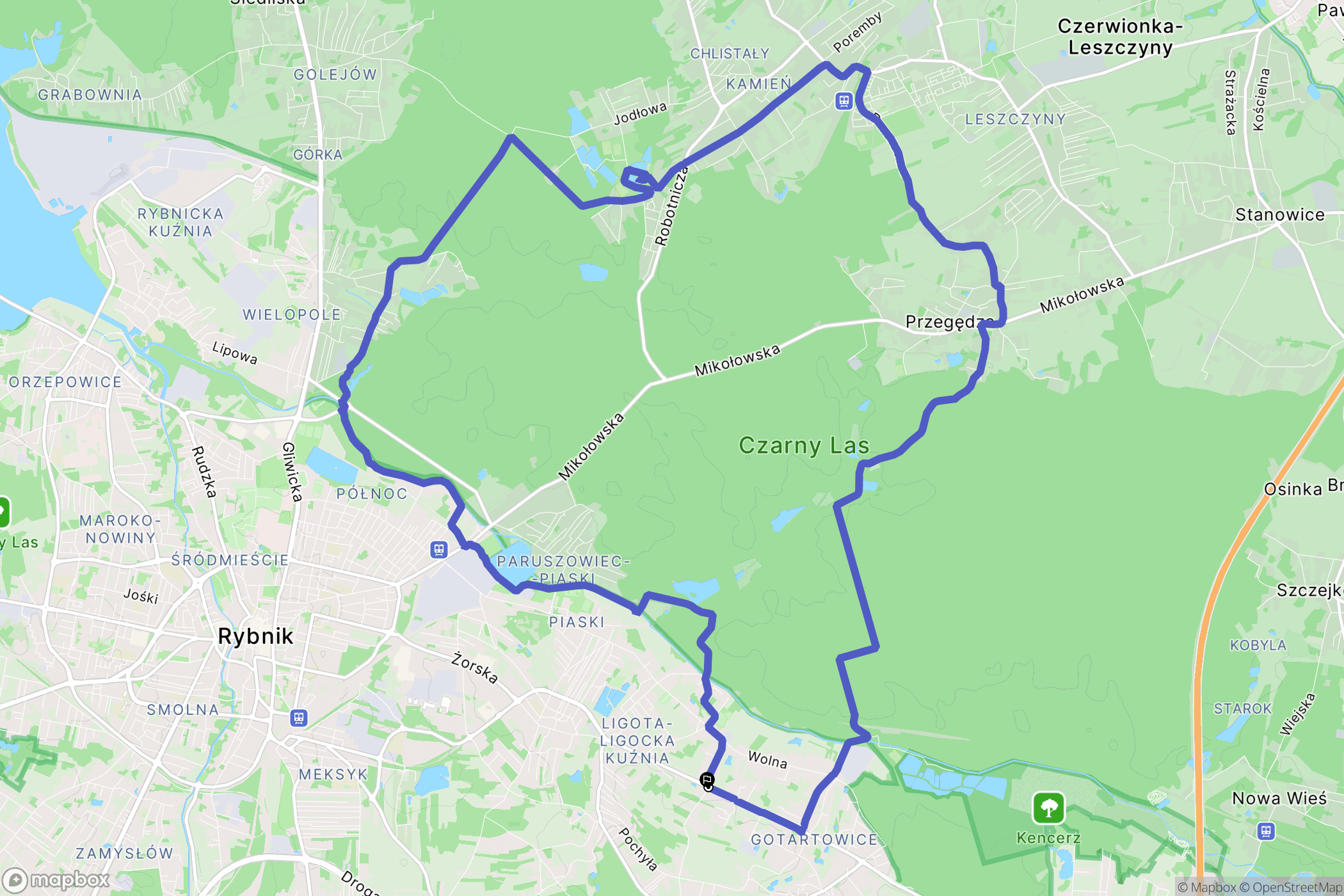 Rybnik: mapa trasy - Poland