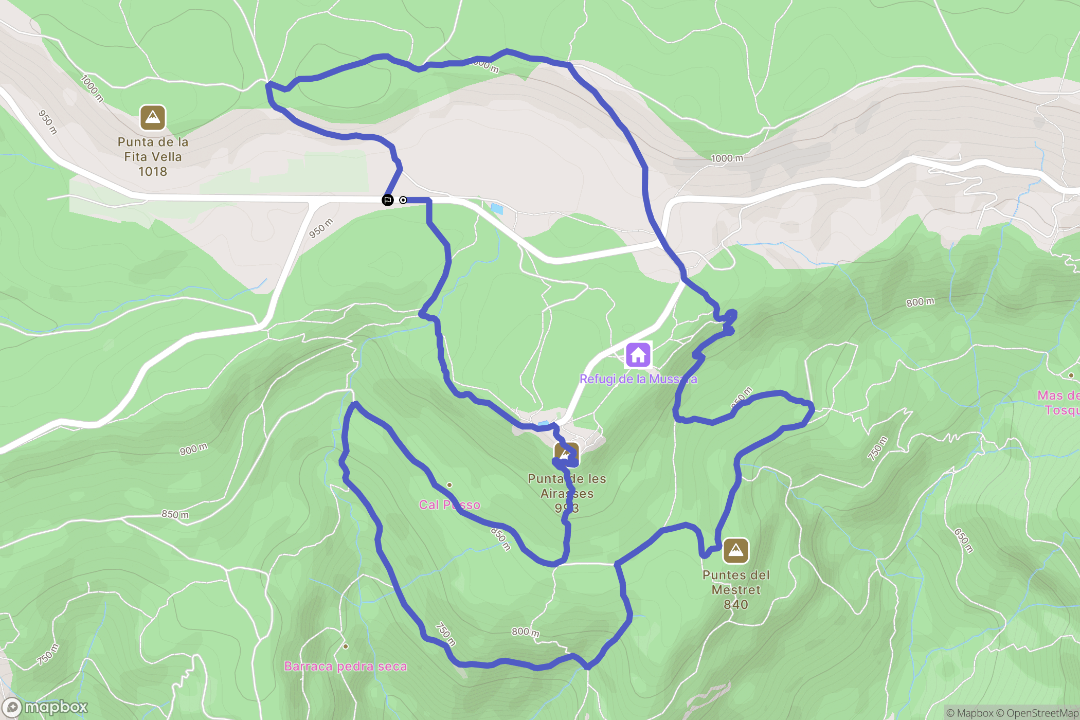 Vilaplana : carte du parcours de randonnée - Spain