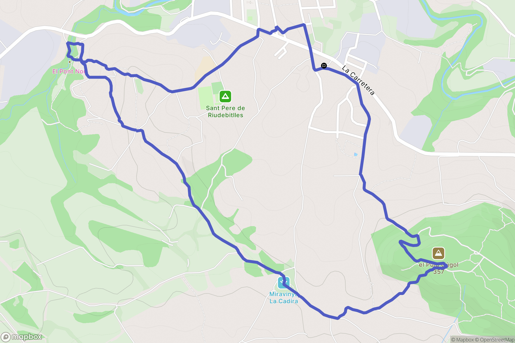 Sant Pere de Riudebitlles : carte du parcours de randonnée - Spain