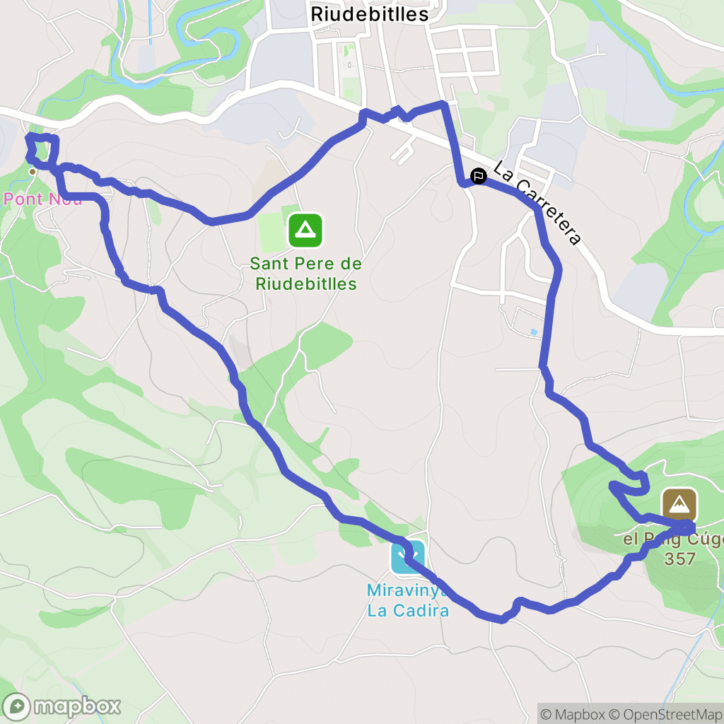 Sant Pere de Riudebitlles : carte du parcours de randonnée - Spain