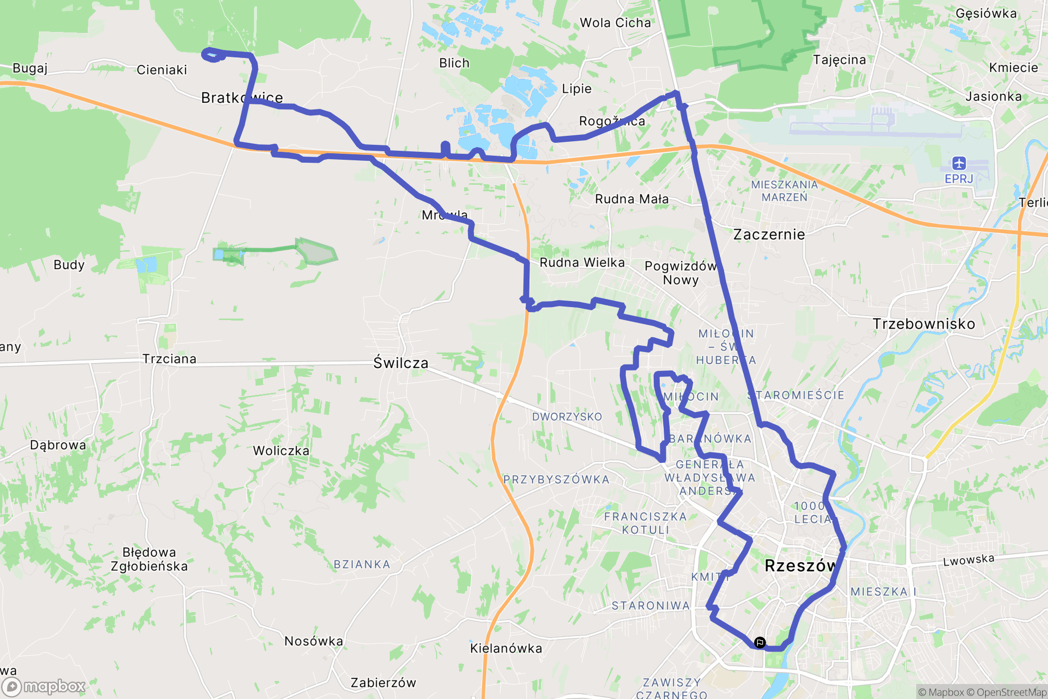 Rzeszów: mapa trasy - Poland