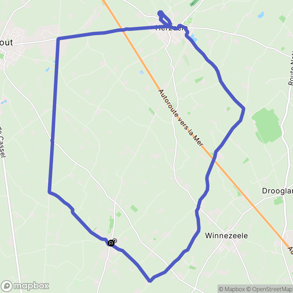 Oudezeele : carte du parcours de randonnée - France