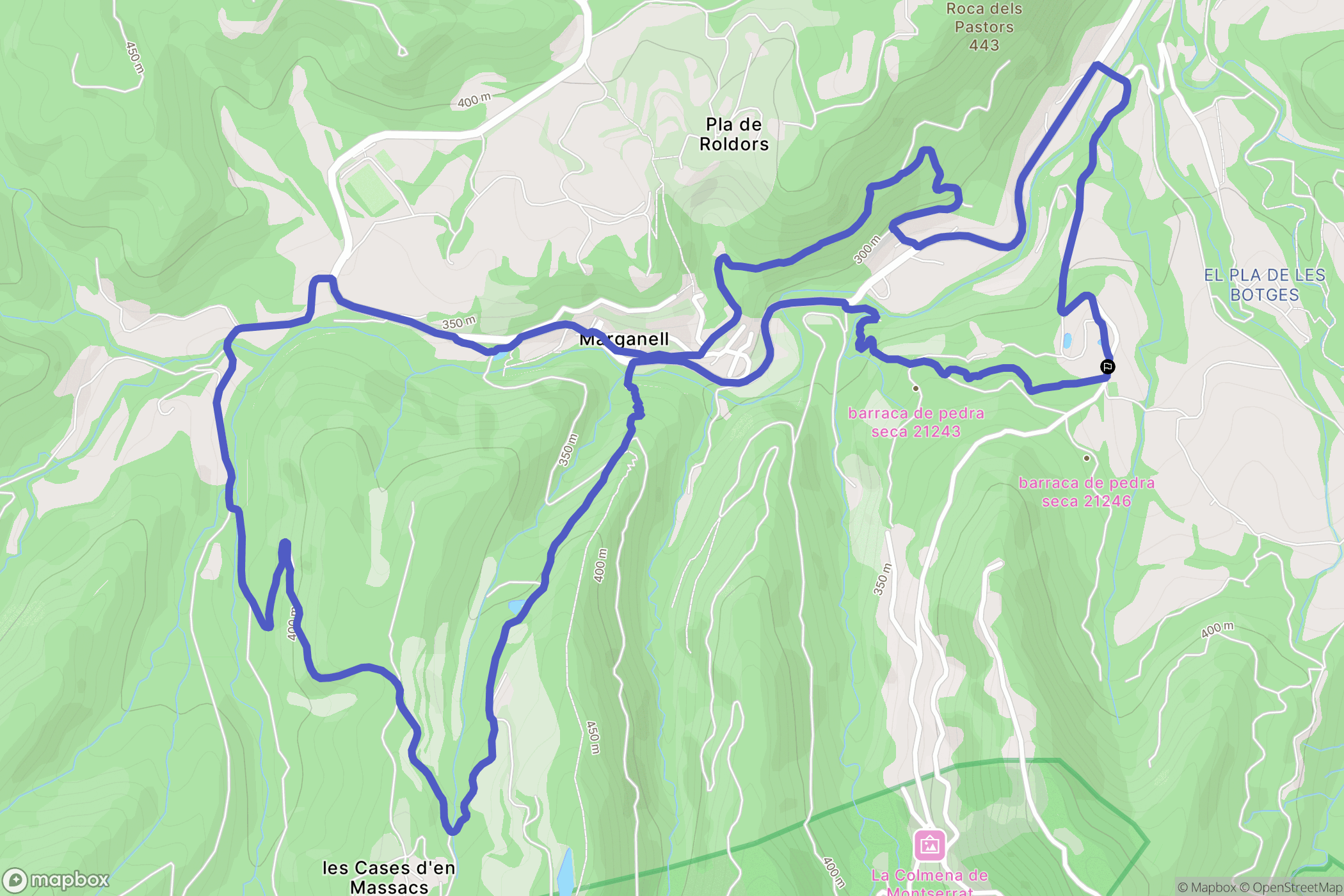 Marganell : carte du parcours de randonnée - Spain