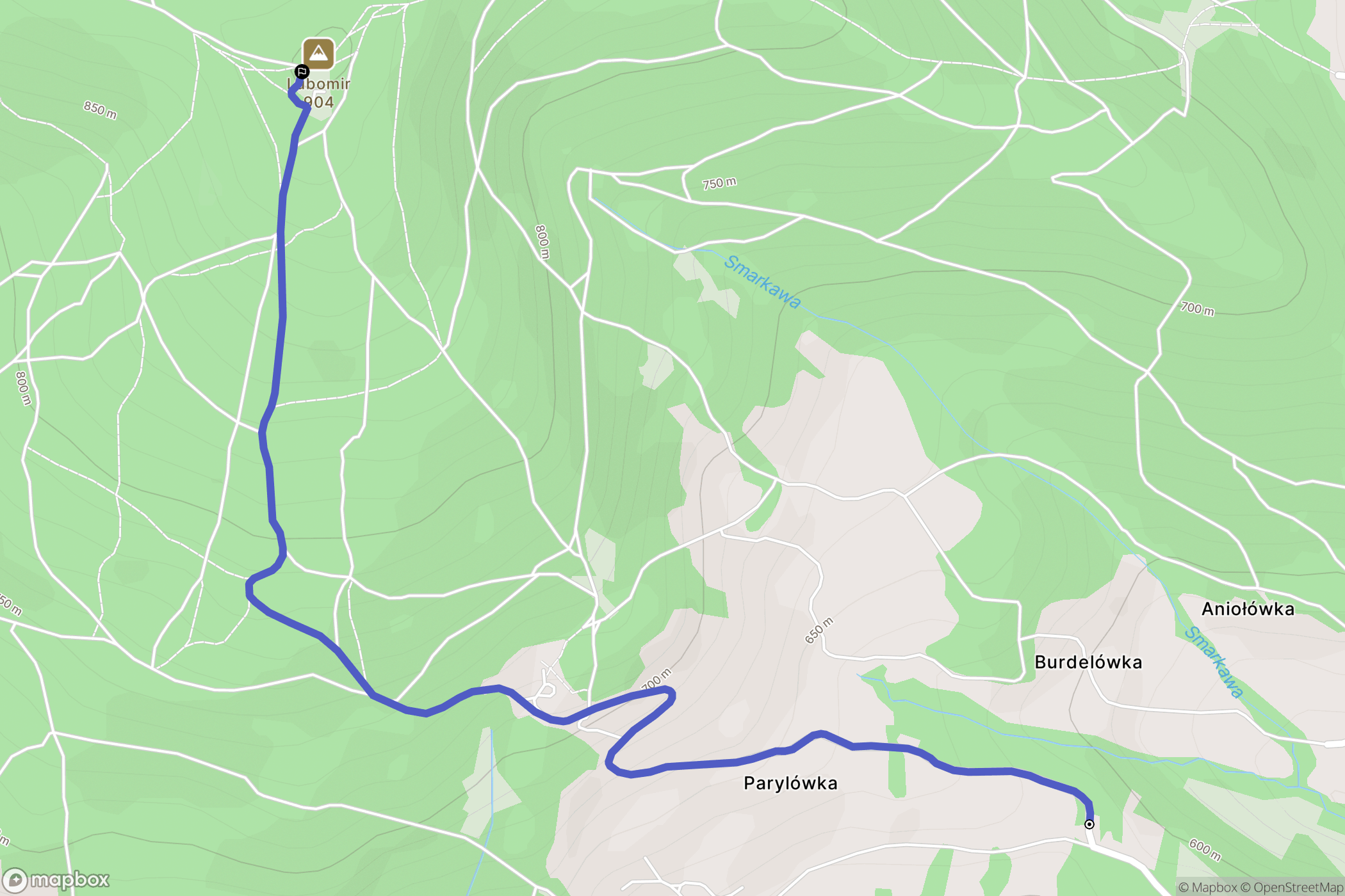 Węglówka: mapa trasy - Poland