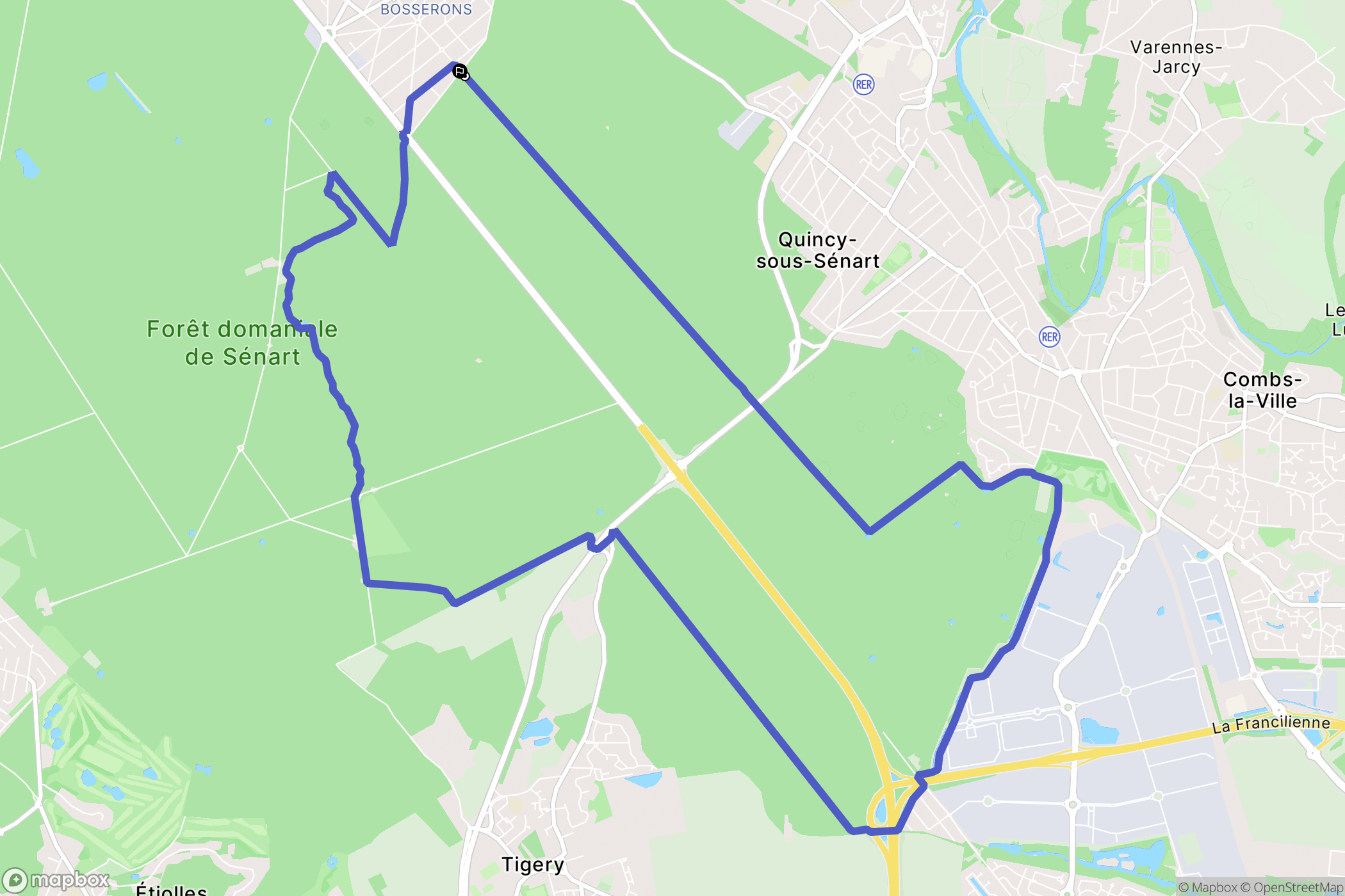 Brunoy : carte du parcours de randonnée - France