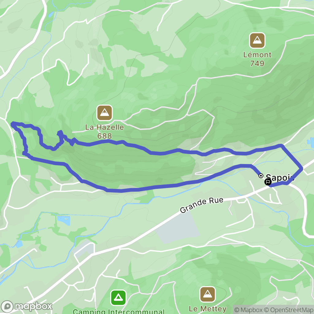 Sapois : carte du parcours de randonnée - France