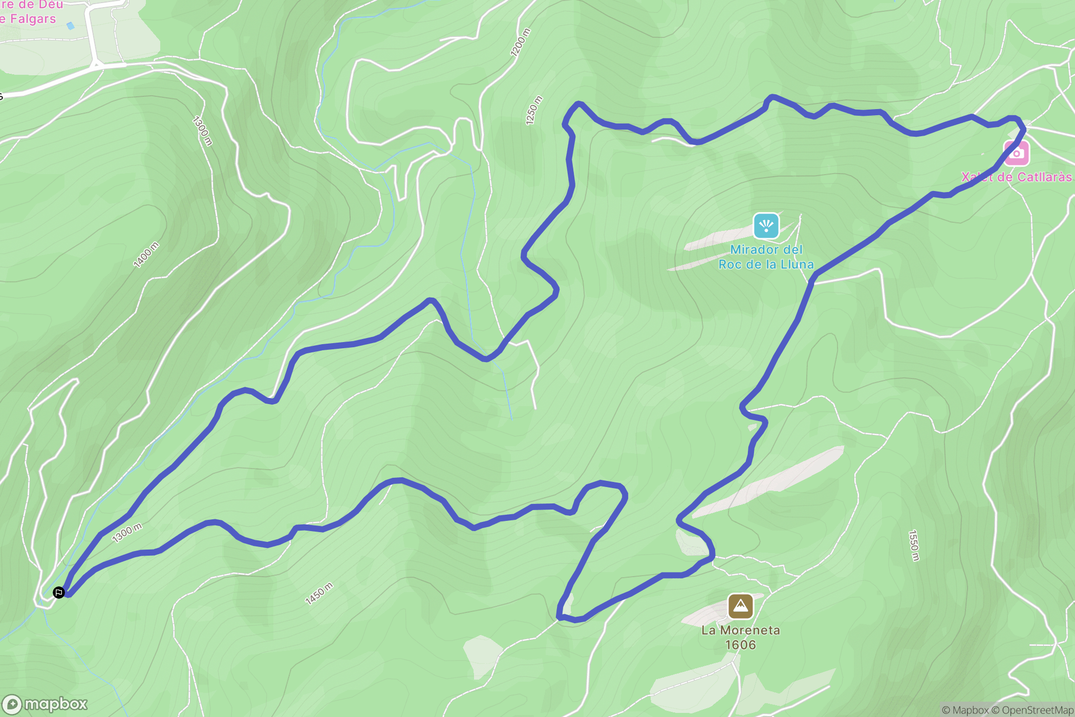 La Pobla de Lillet : carte du parcours de randonnée - Spain