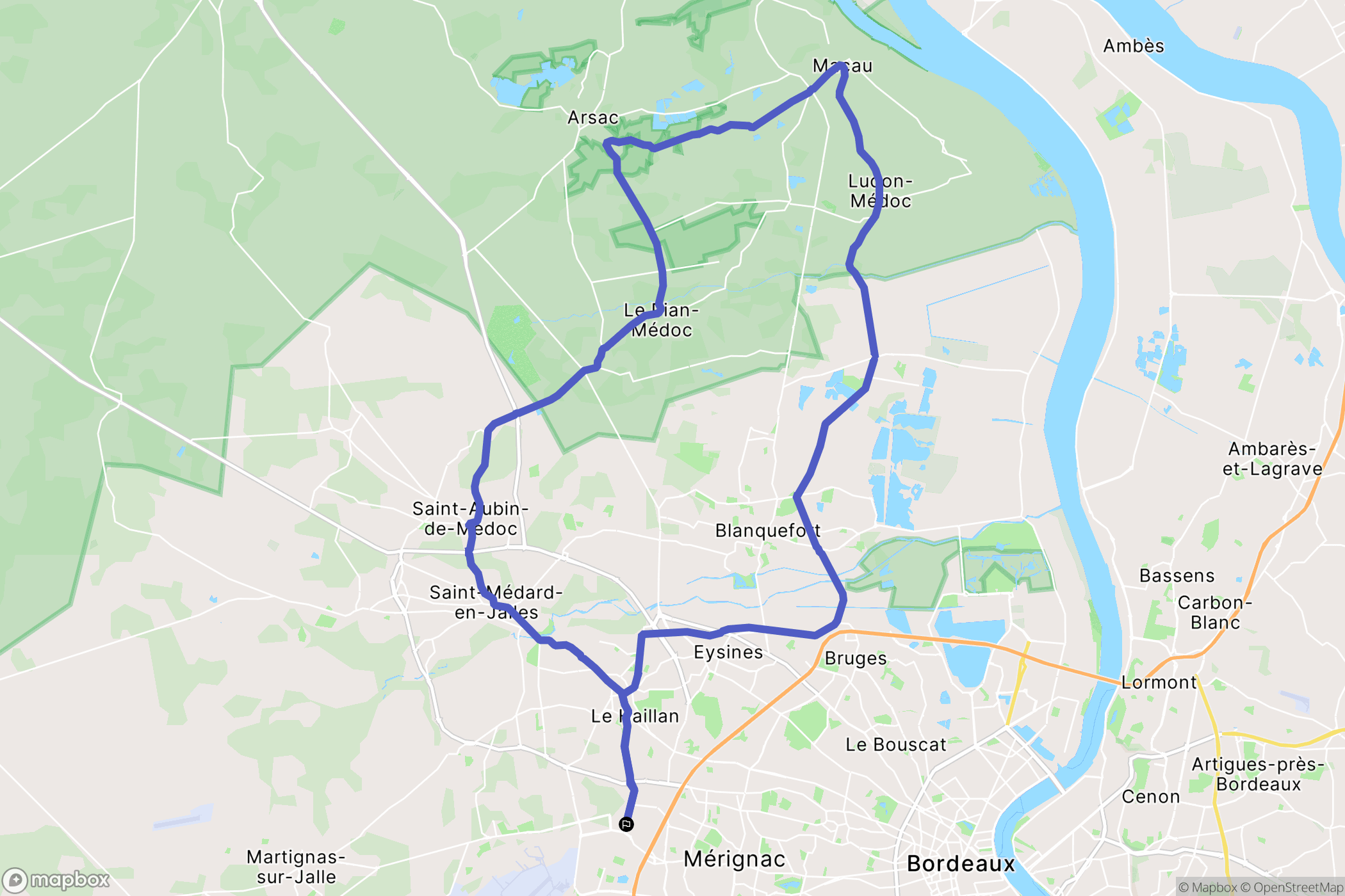 Mérignac : carte du parcours de randonnée - France