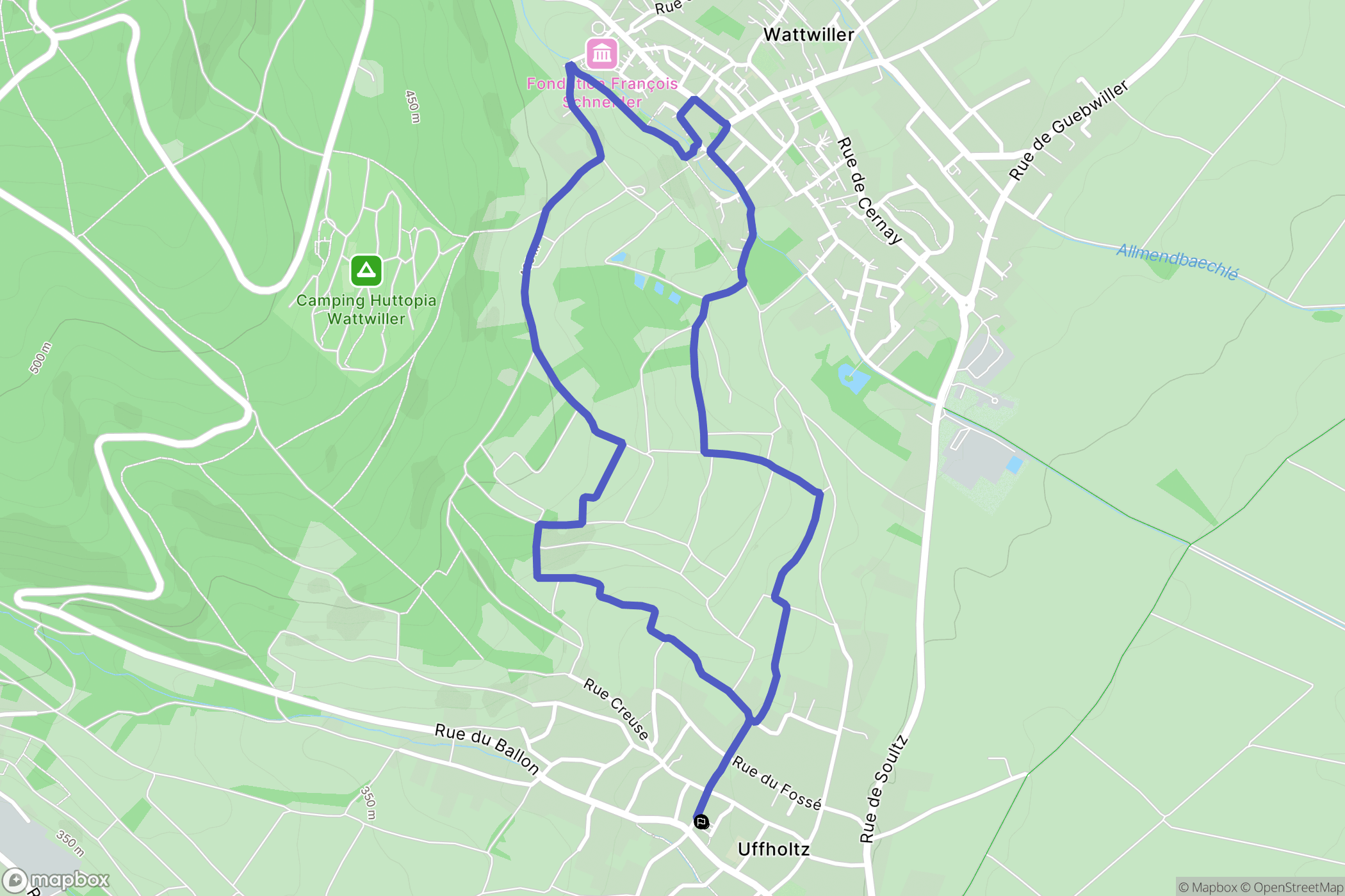Uffholtz : carte du parcours de randonnée - France