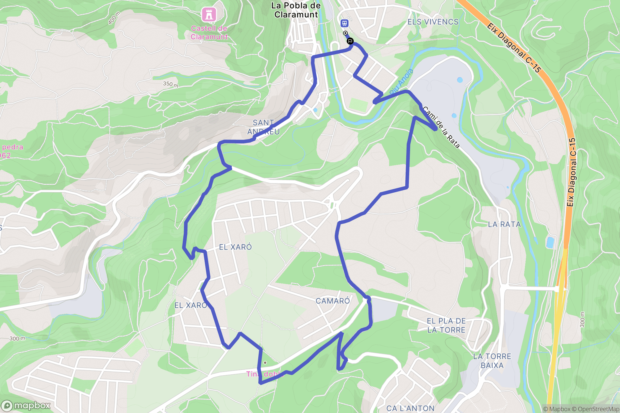 Barcelona : carte du parcours de randonnée - Spain