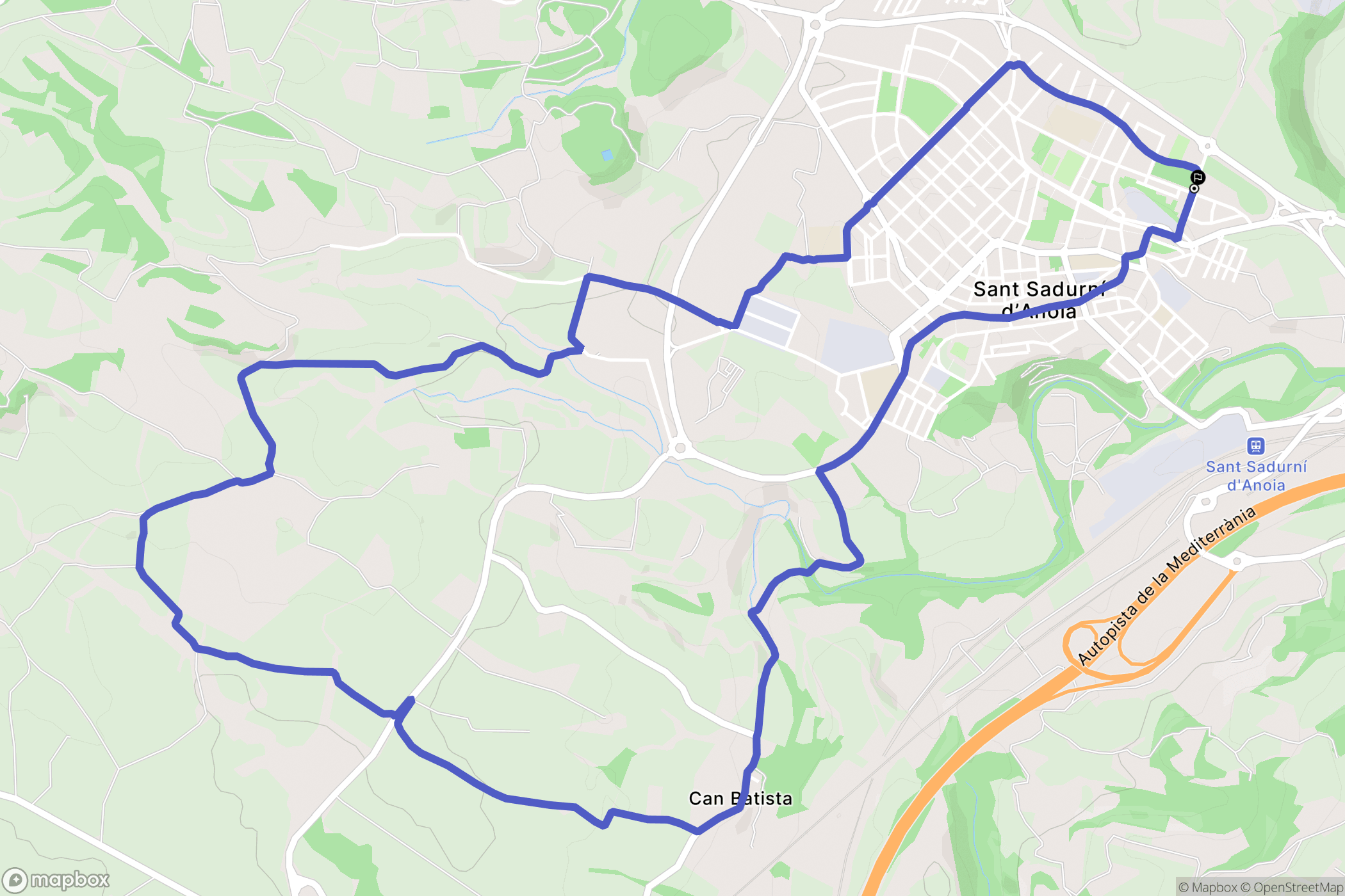 Sant Sadurní d'Anoia : carte du parcours de randonnée - Spain