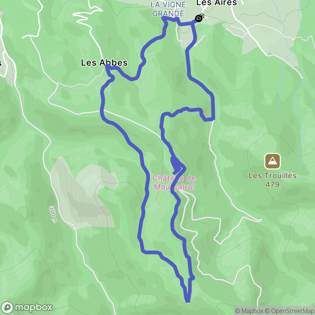 Les Aires : carte du parcours de randonnée - France