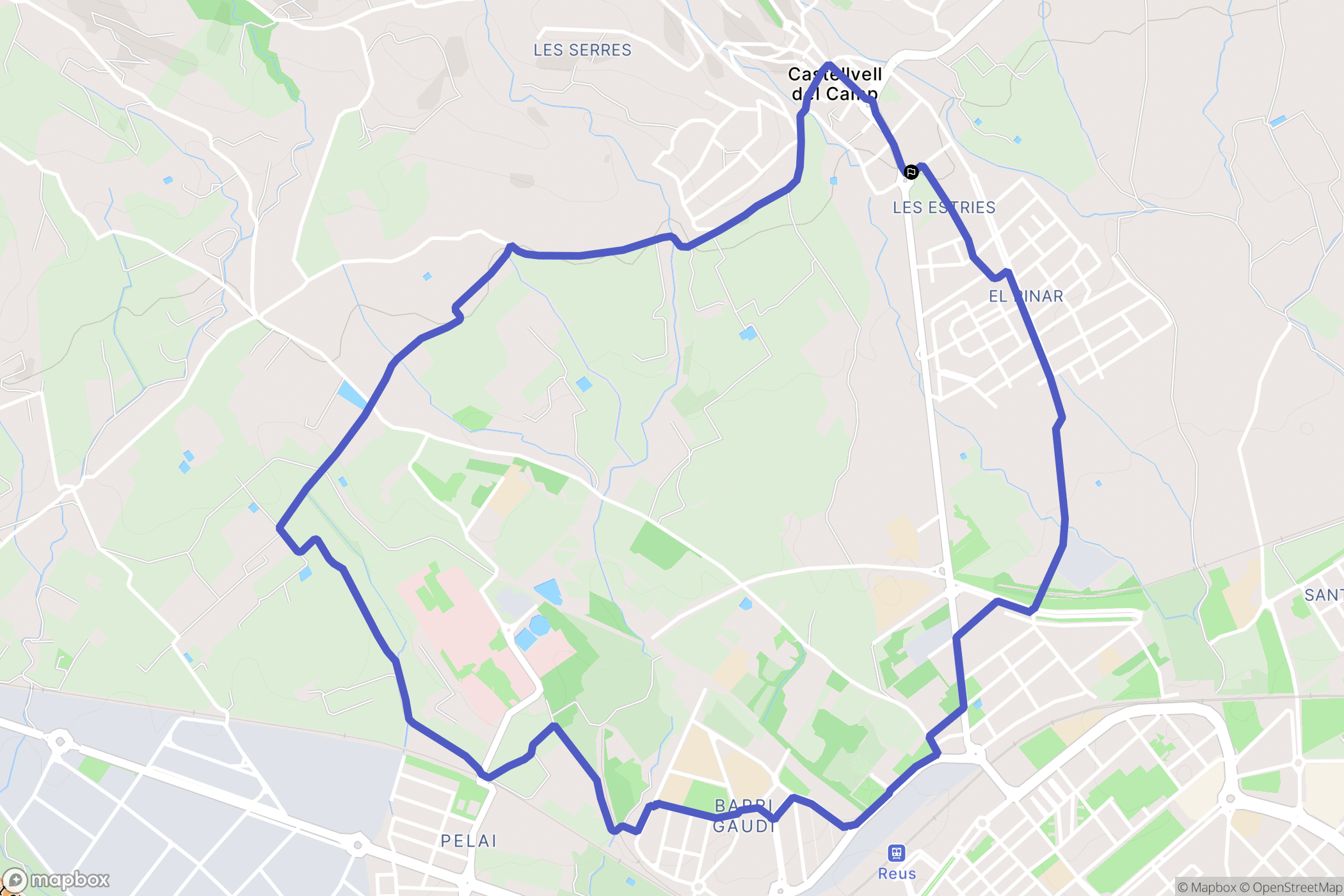 Castellvell del Camp : carte du parcours de randonnée - Spain
