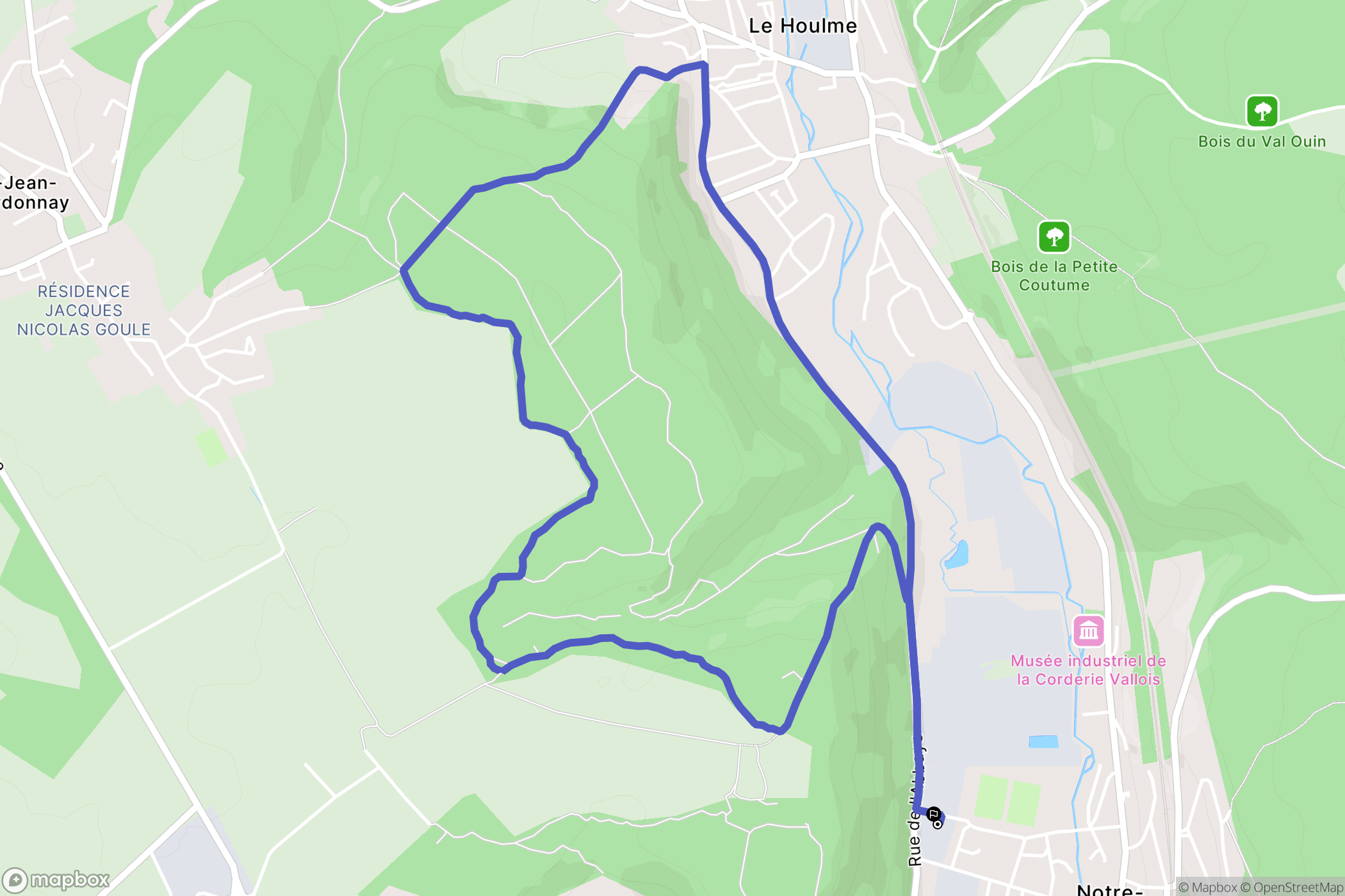 Notre-Dame-de-Bondeville : carte du parcours de randonnée - France