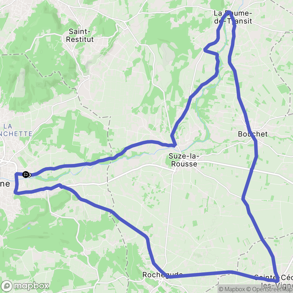 Bollène : carte du parcours de randonnée - France