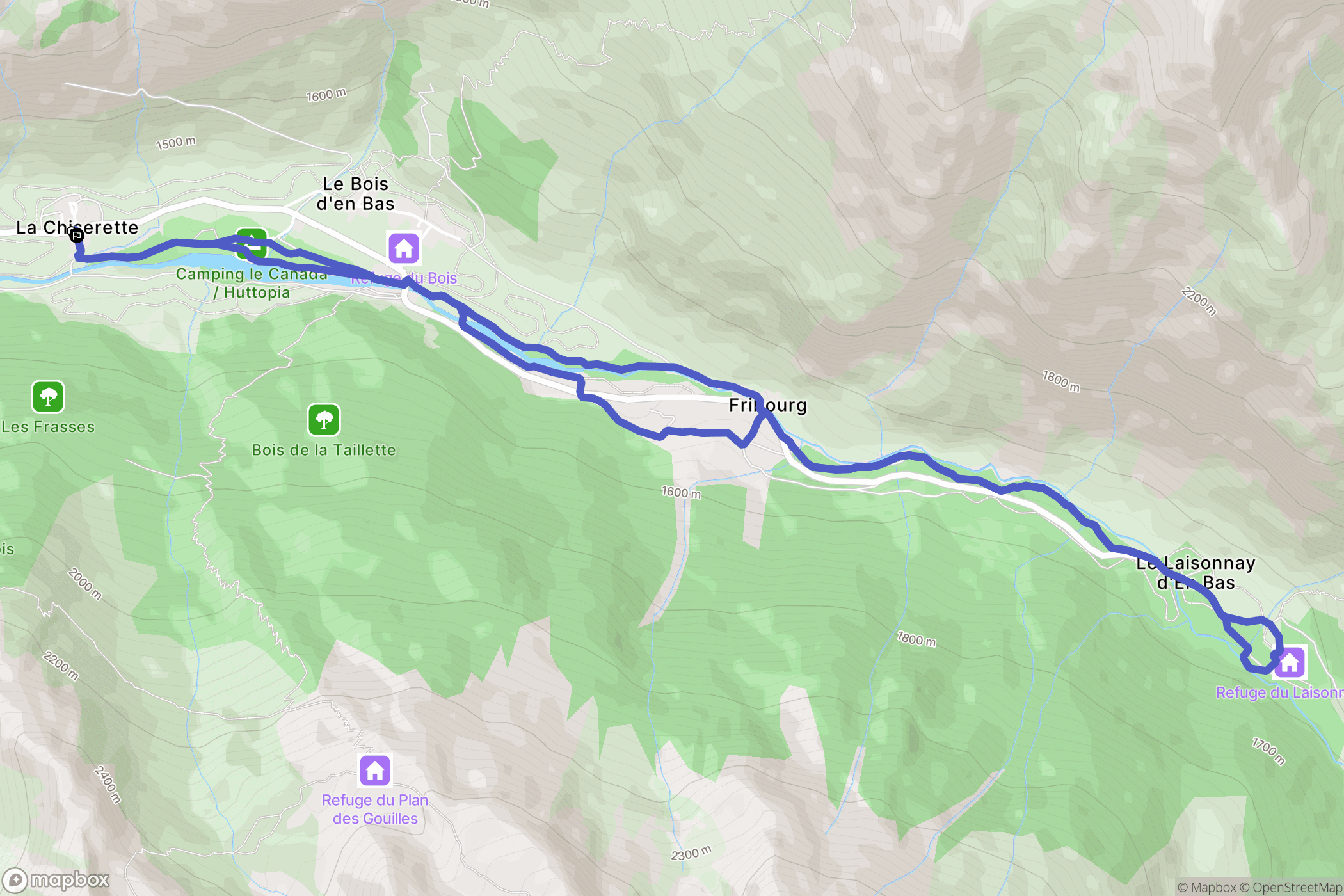 Champagny-en-Vanoise : carte du parcours de randonnée - France