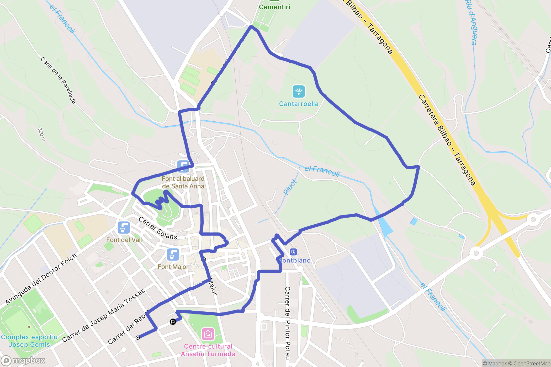 Senan : carte du parcours de randonnée - Spain