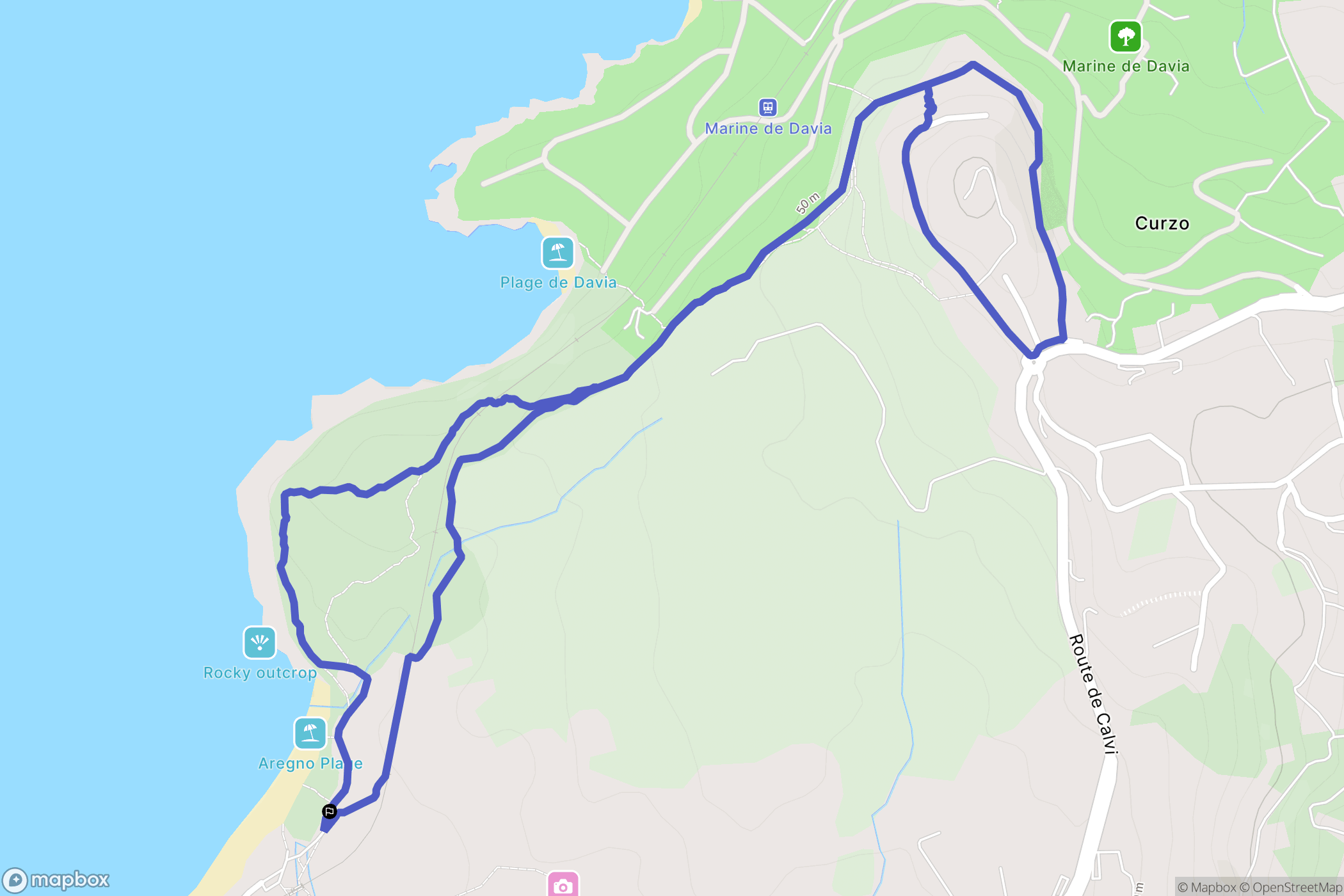 Corbara : carte du parcours de randonnée - France