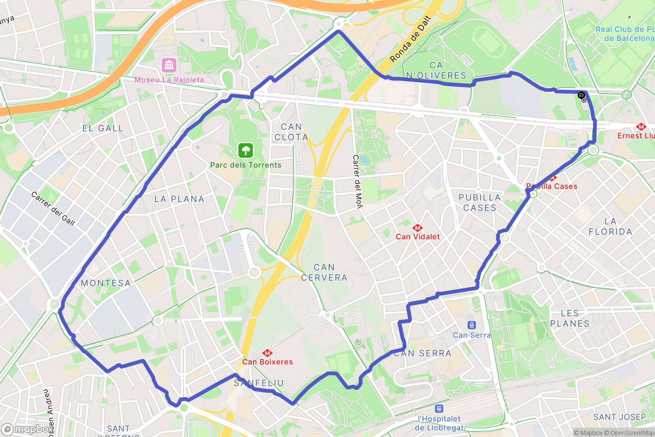 L'Hospitalet de Llobregat : carte du parcours de randonnée - Spain