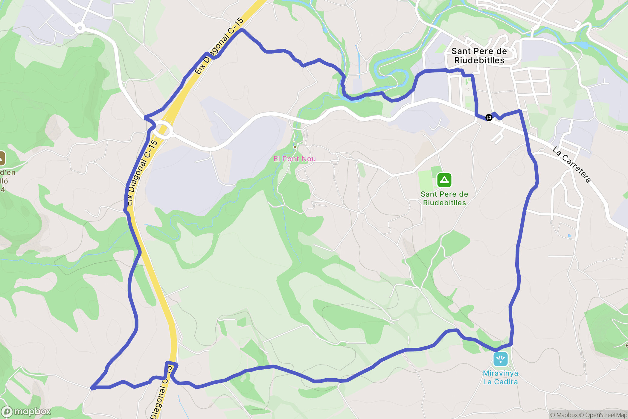 Sant Pere de Riudebitlles : carte du parcours de randonnée - Spain