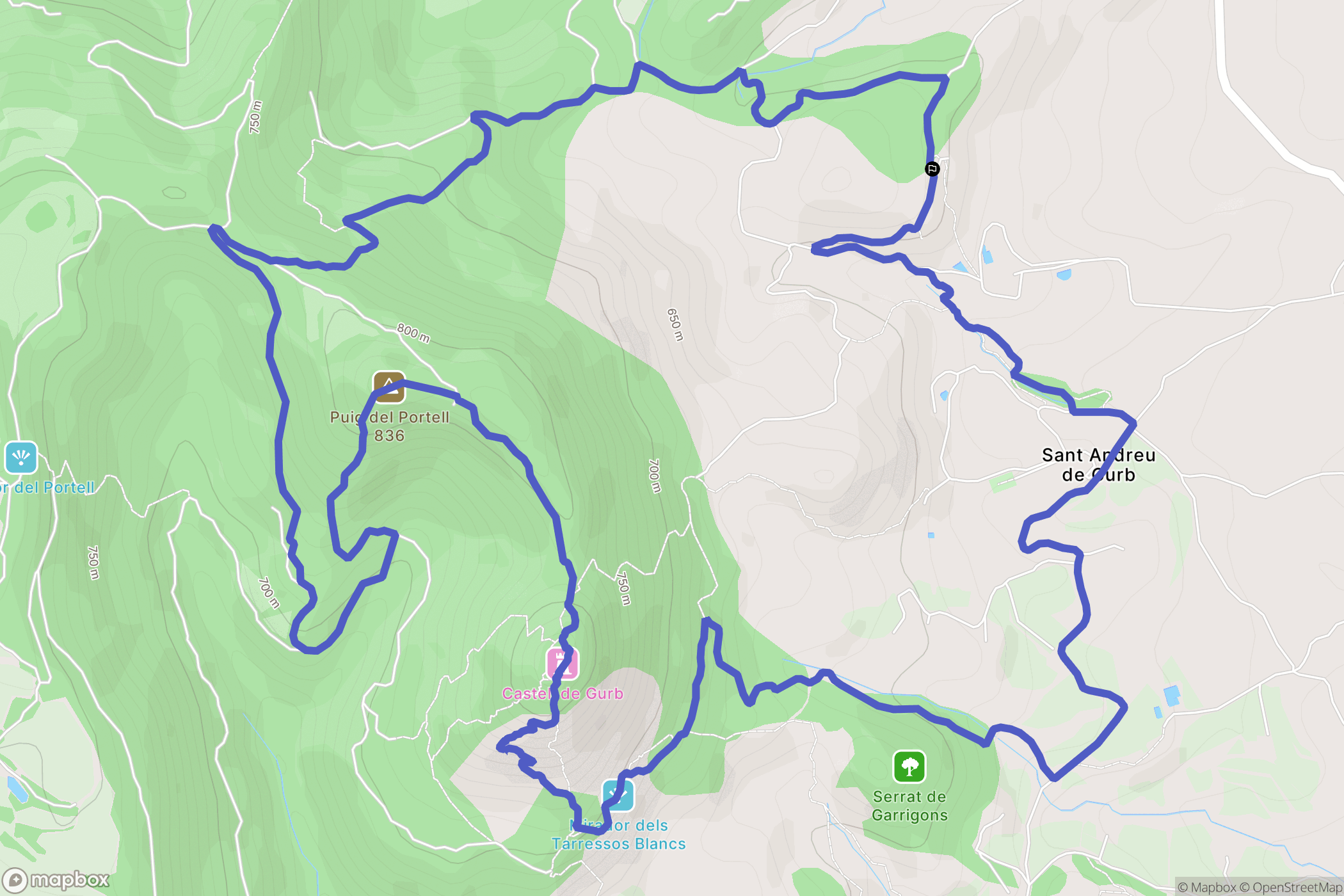Gurb : carte du parcours de randonnée - Spain