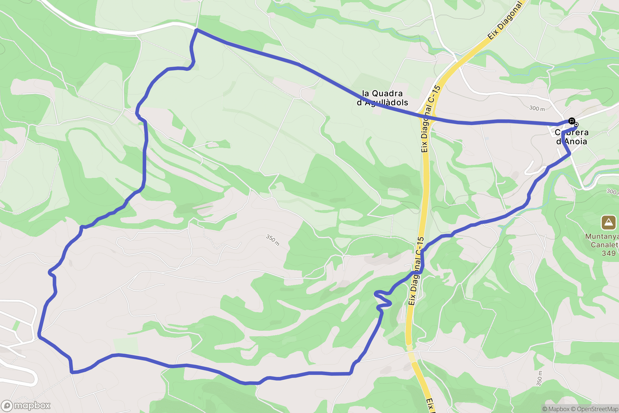 Canaletes : carte du parcours de randonnée - Spain