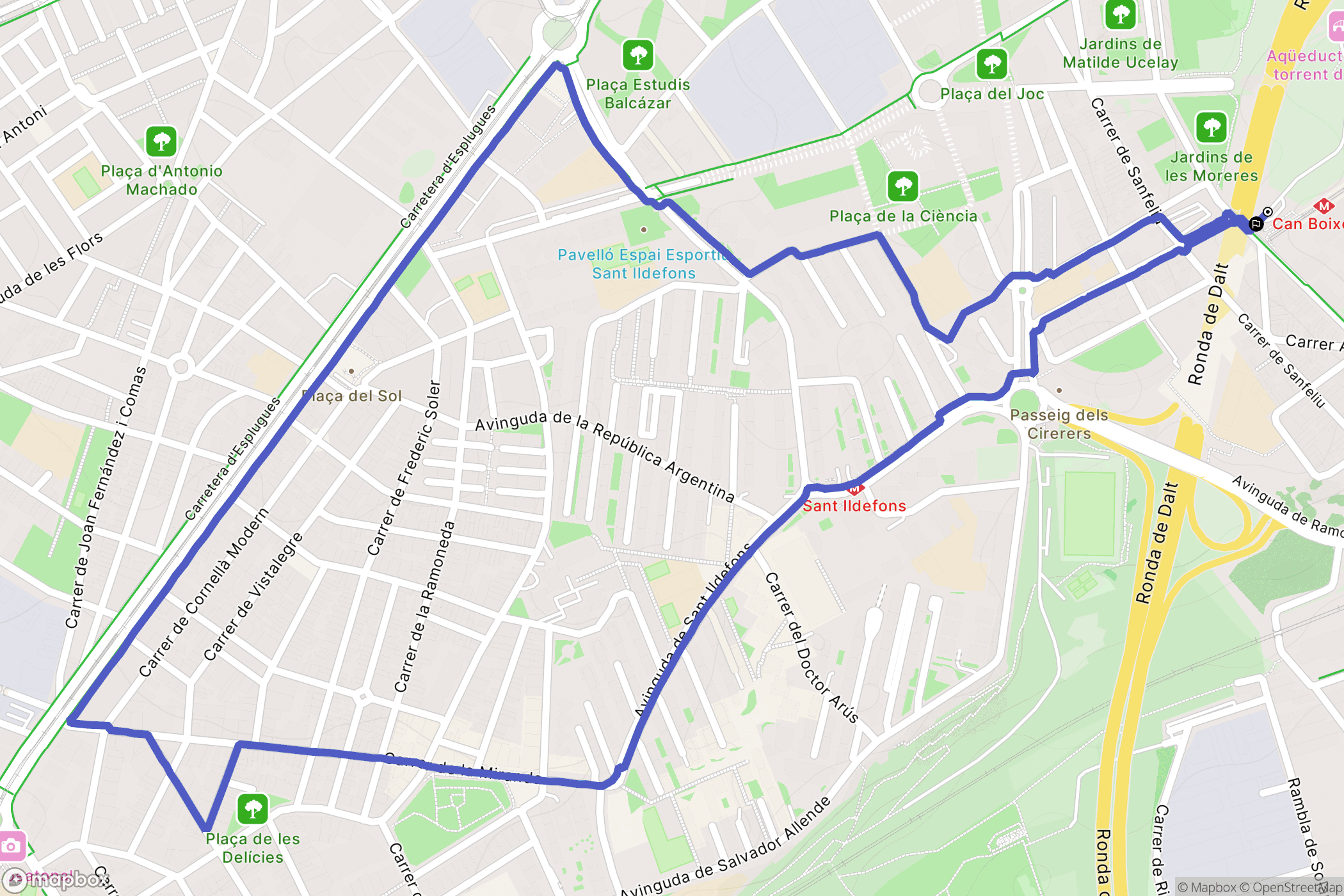 L'Hospitalet de Llobregat : carte du parcours de randonnée - Spain