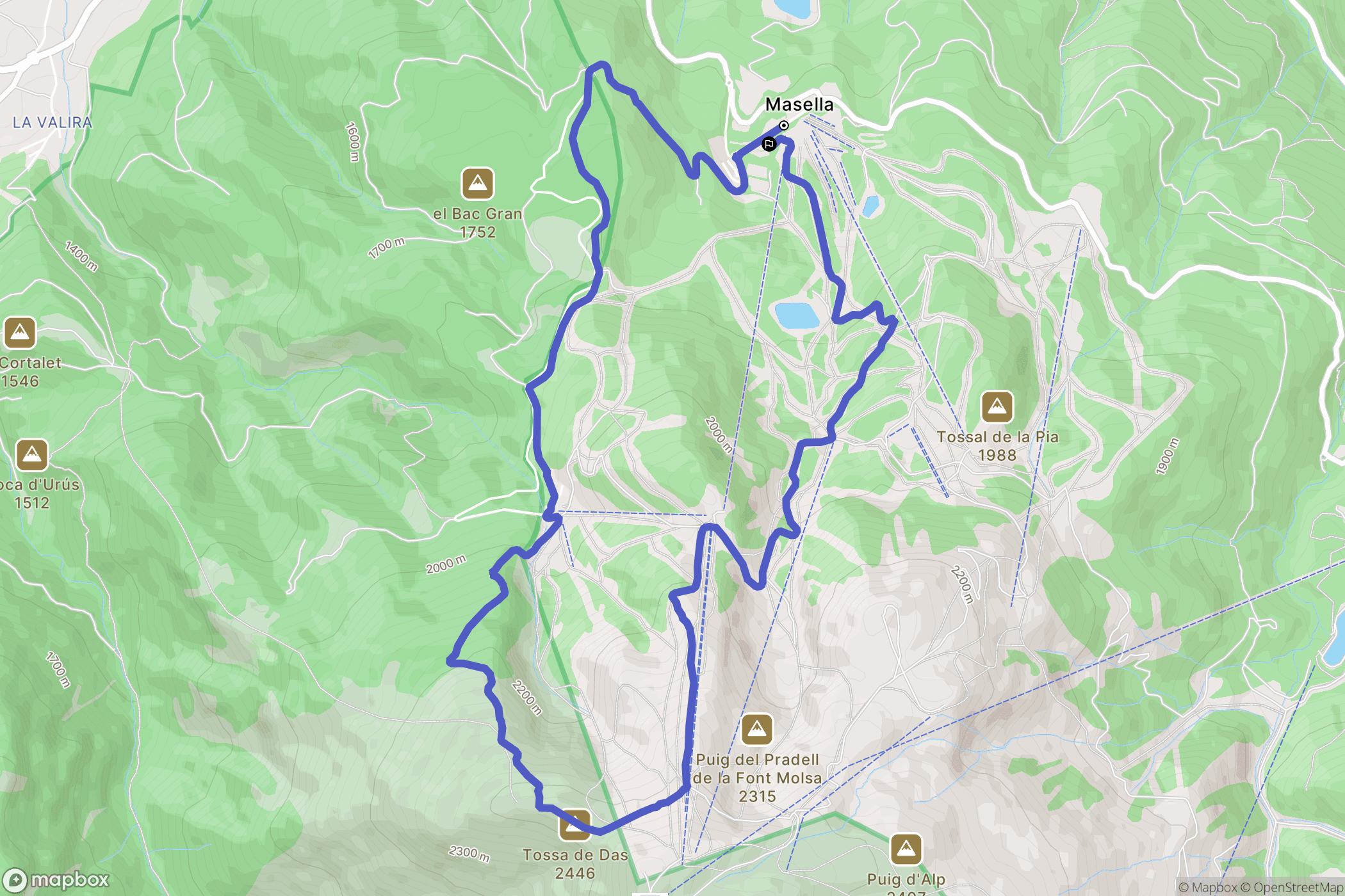 Masella : carte du parcours de randonnée - Spain