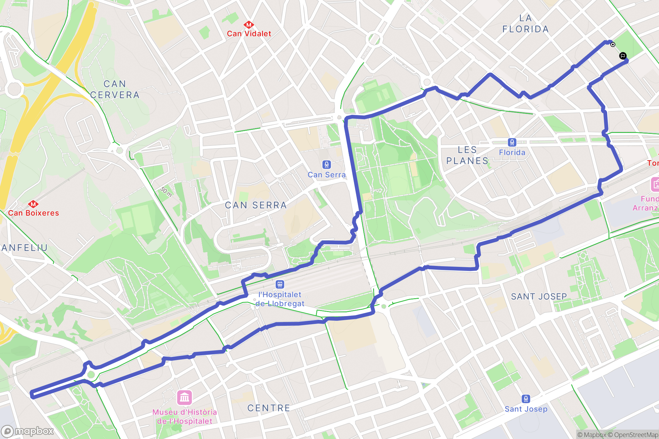L'Hospitalet de Llobregat : carte du parcours de randonnée - Spain