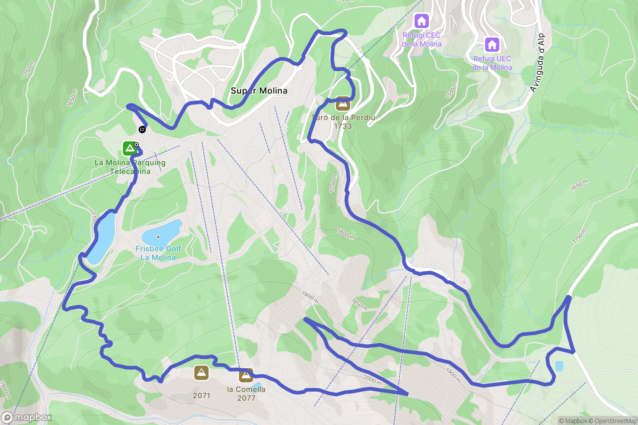 La Molina : carte du parcours de randonnée - Spain