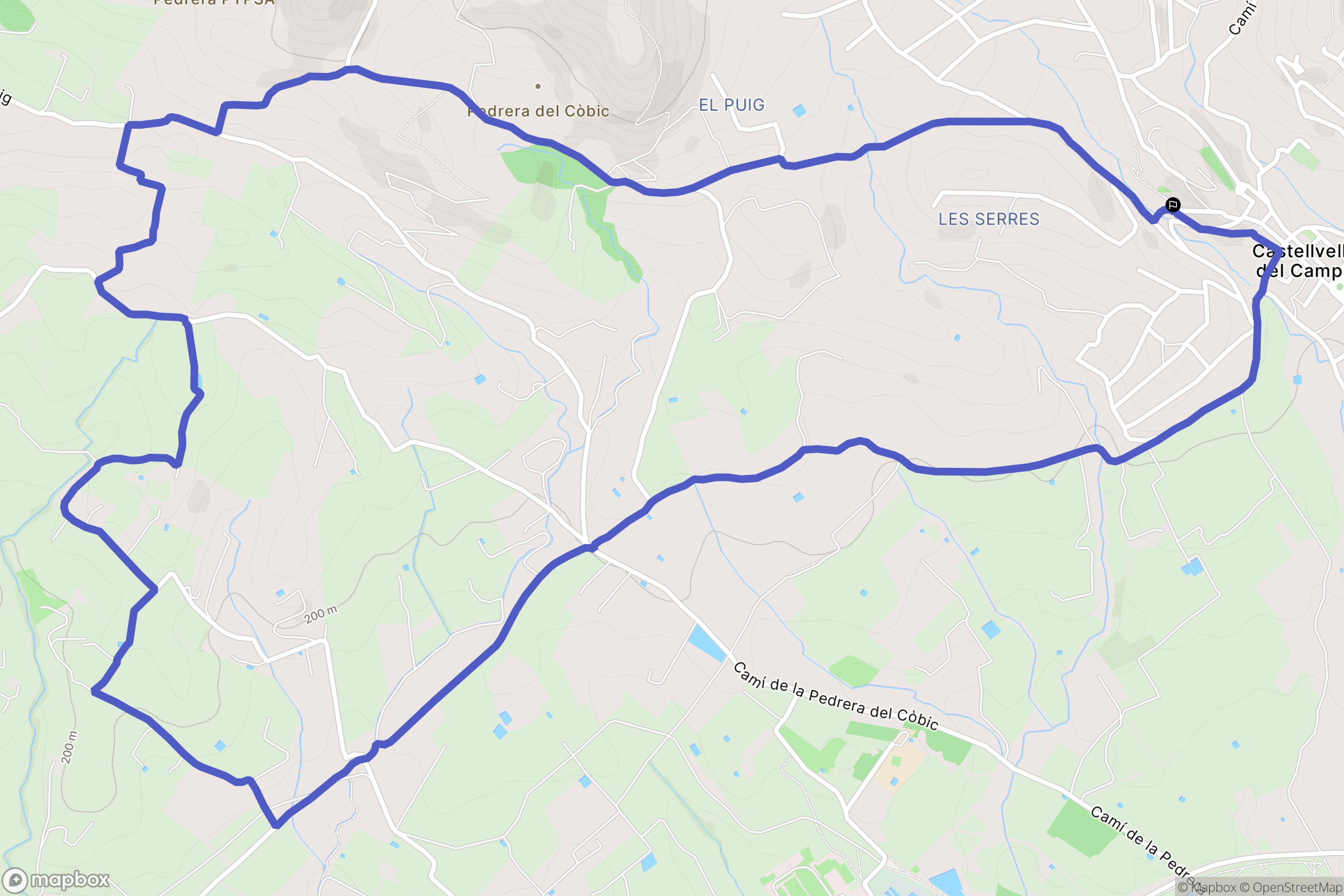 Castellvell del Camp : carte du parcours de randonnée - Spain