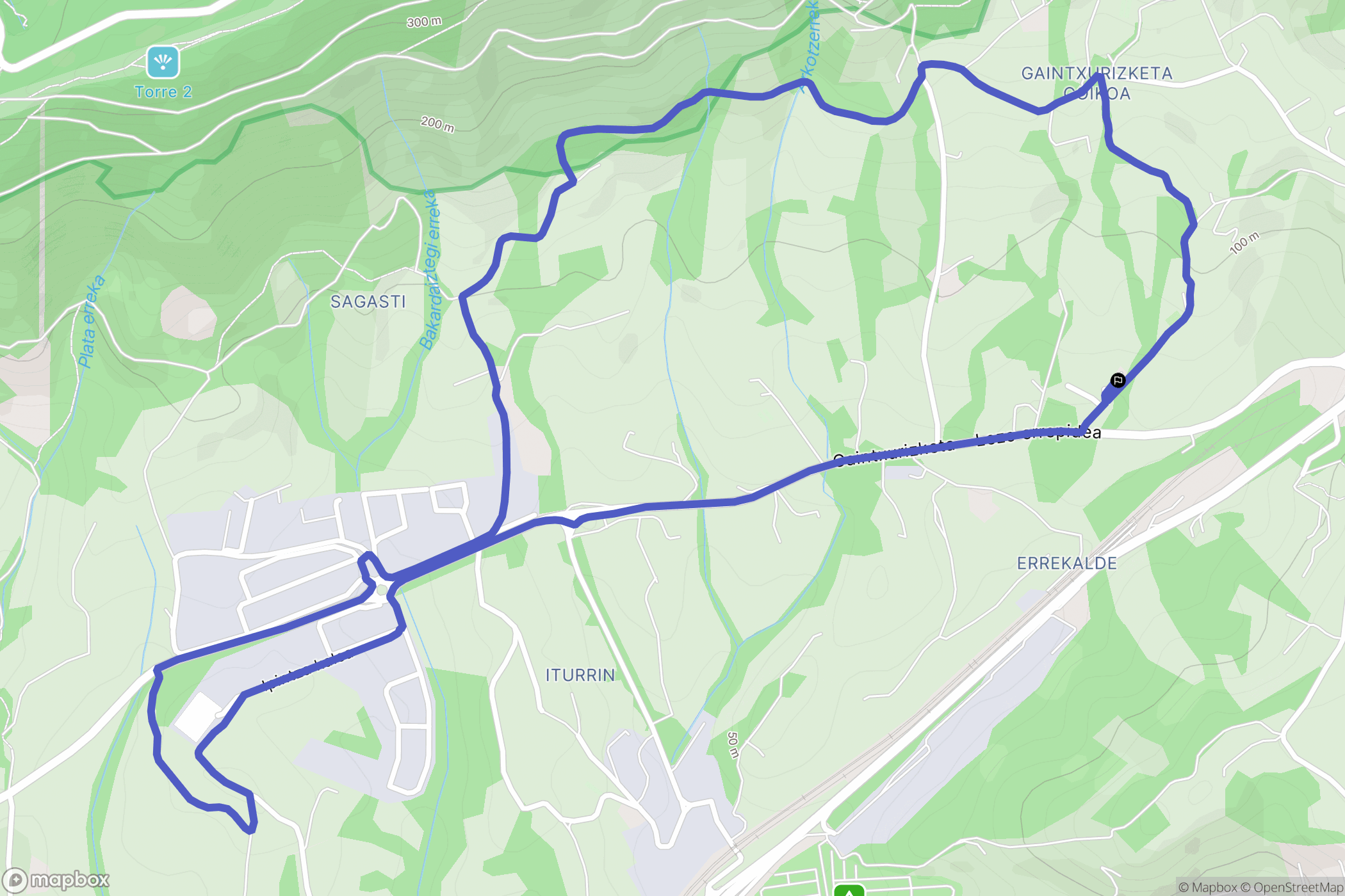 Lezo : carte du parcours de randonnée - Spain