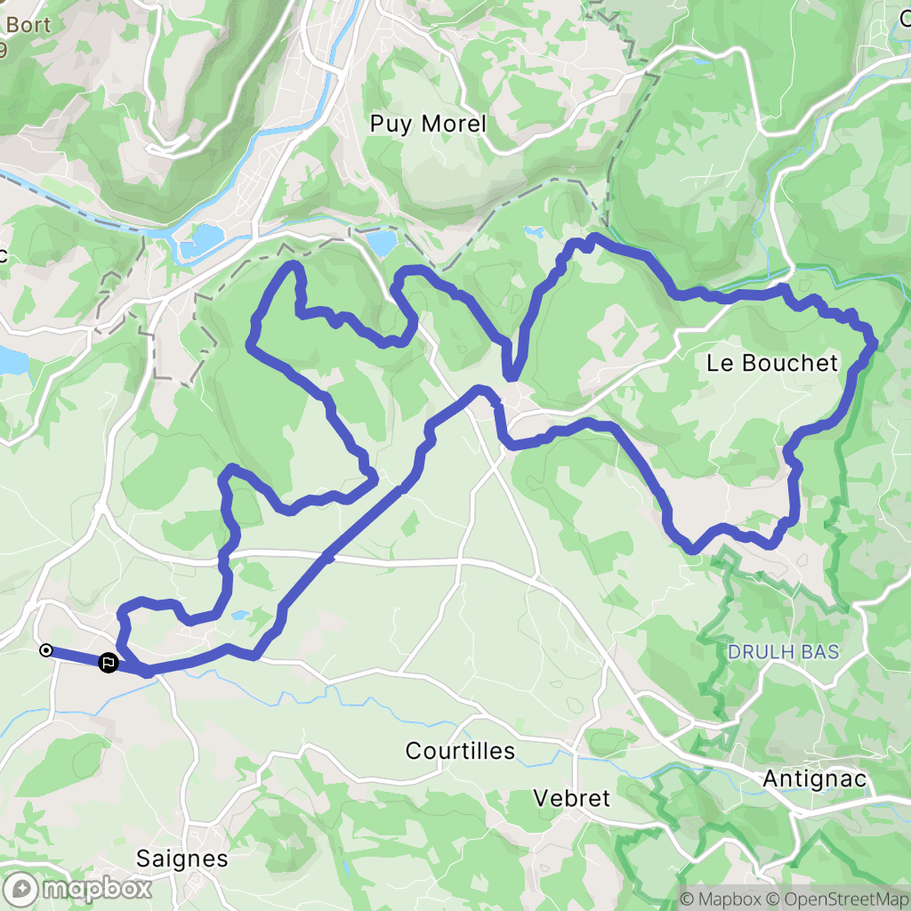 Ydes : carte du parcours de randonnée - France